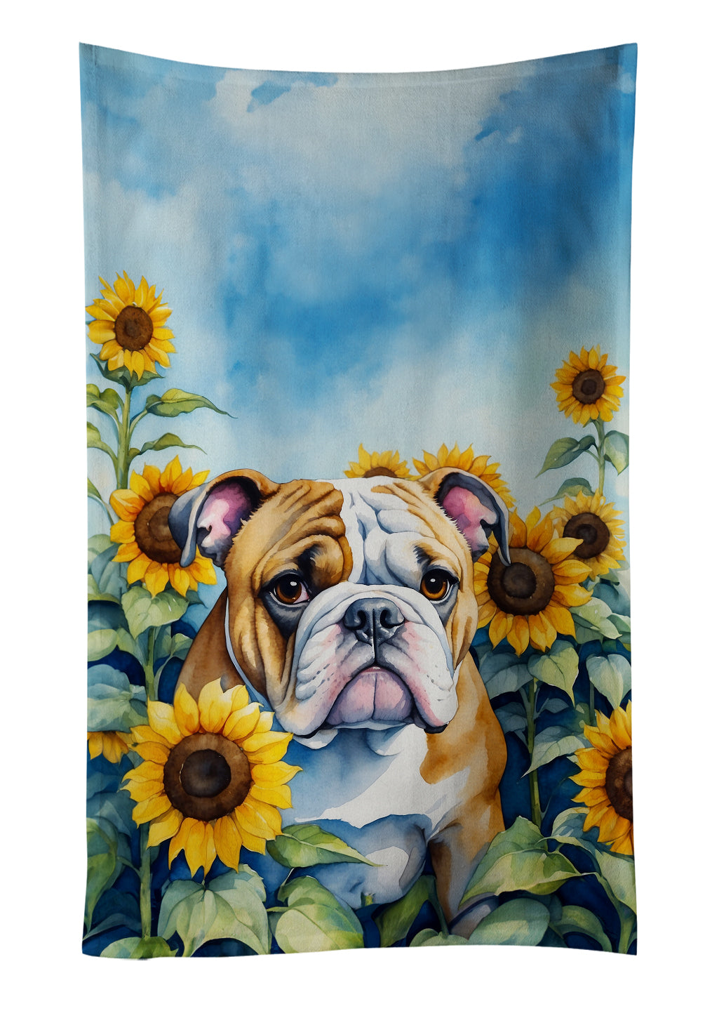 Buy this English Bulldog in Sunflowers Kitchen Towel