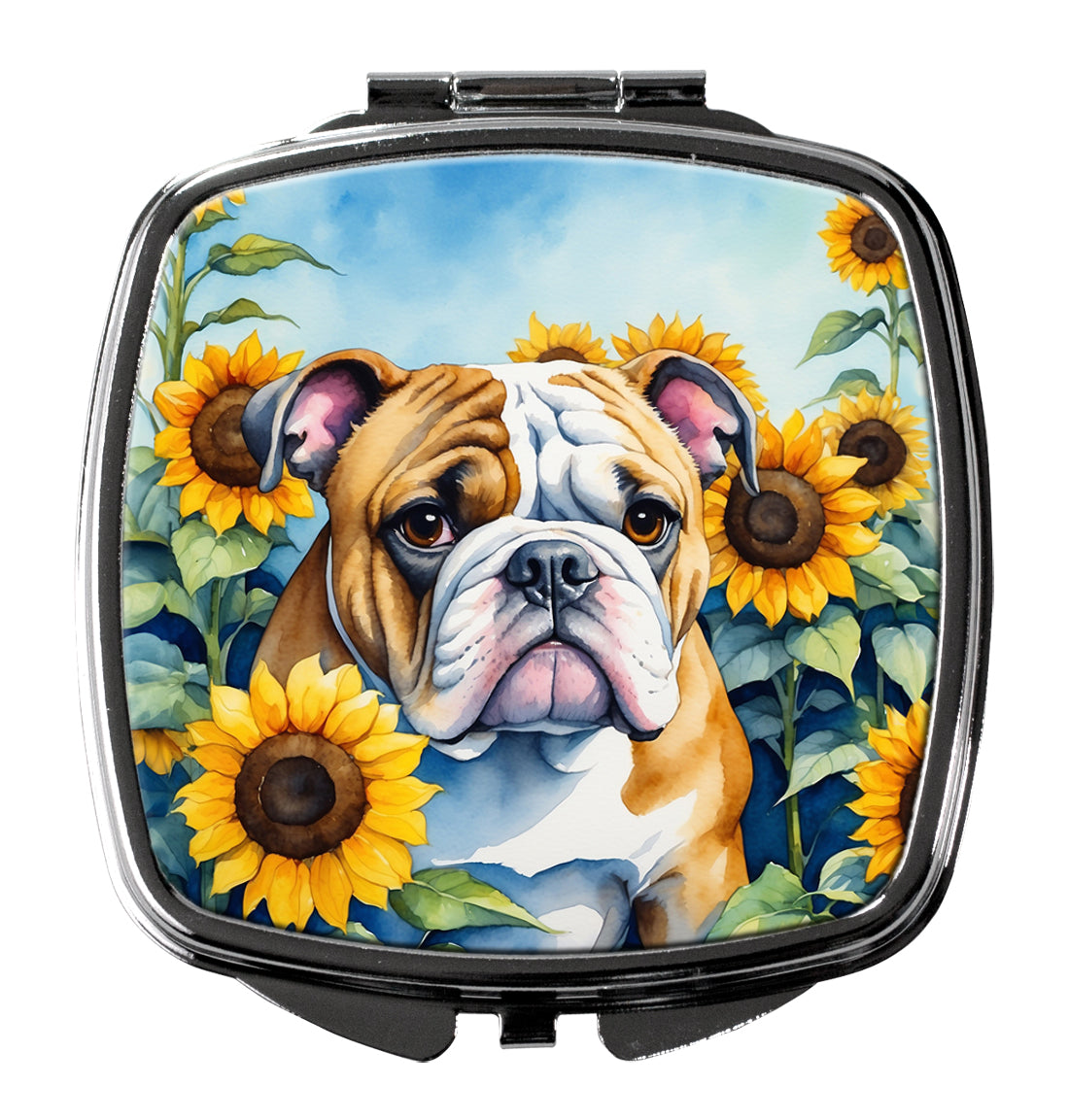 Buy this English Bulldog in Sunflowers Compact Mirror