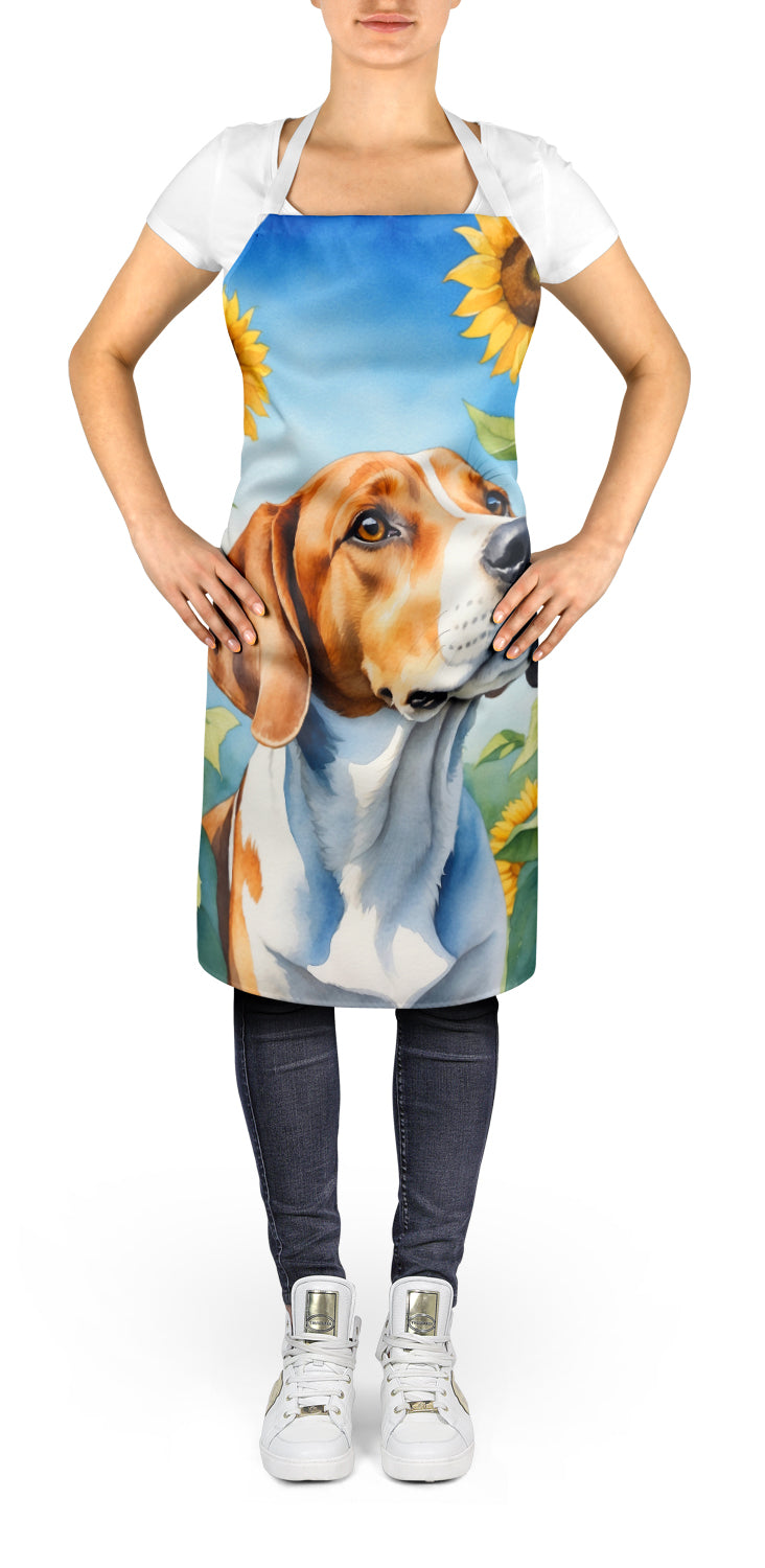 English Foxhound in Sunflowers Apron