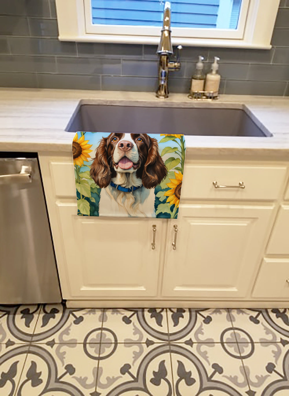 Buy this English Springer Spaniel in Sunflowers Kitchen Towel