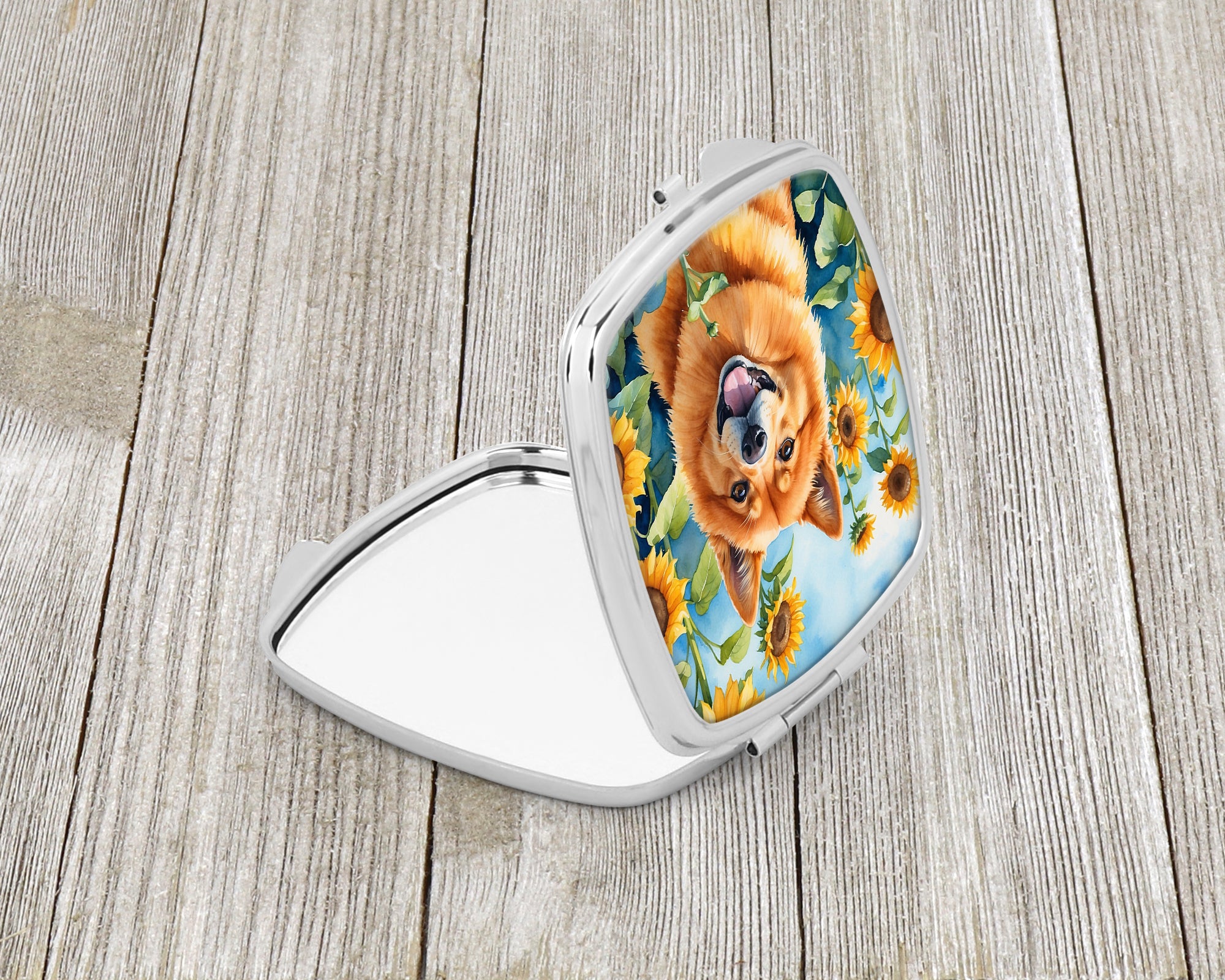 Buy this Finnish Spitz in Sunflowers Compact Mirror