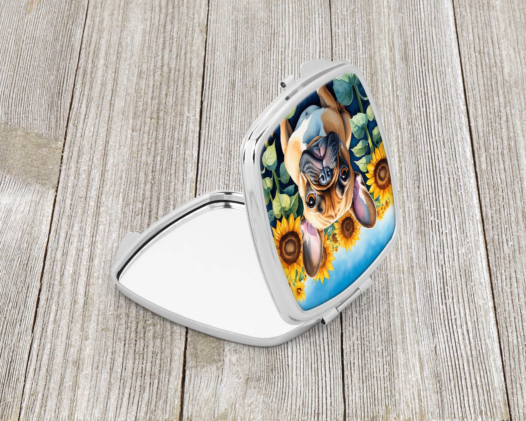 Buy this French Bulldog in Sunflowers Compact Mirror