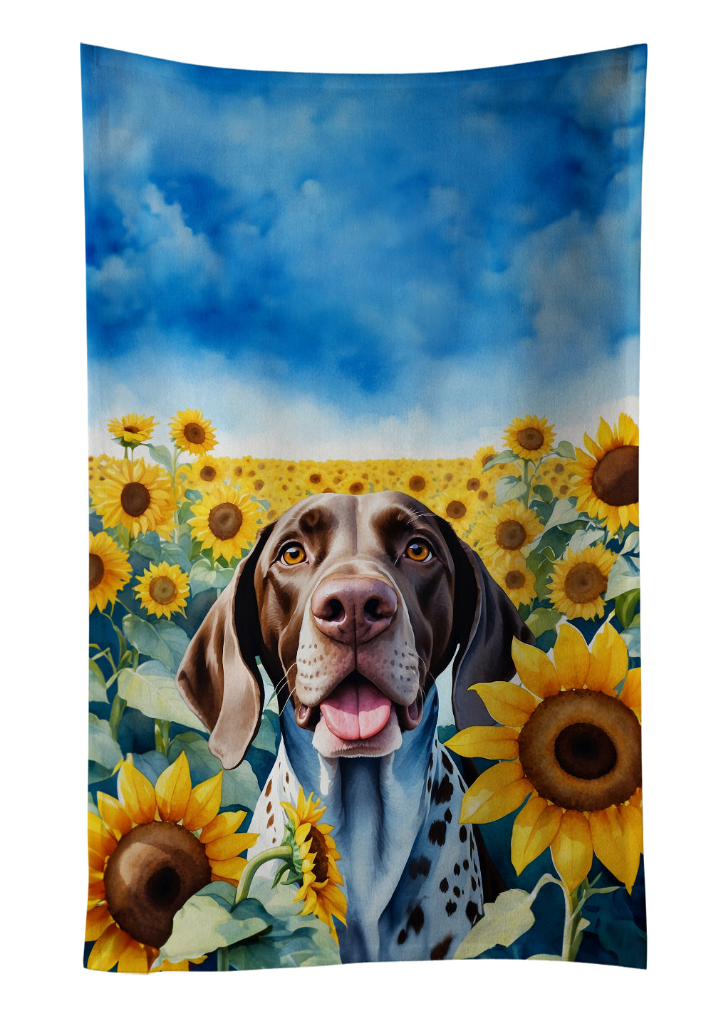 Buy this German Shorthaired Pointer in Sunflowers Kitchen Towel