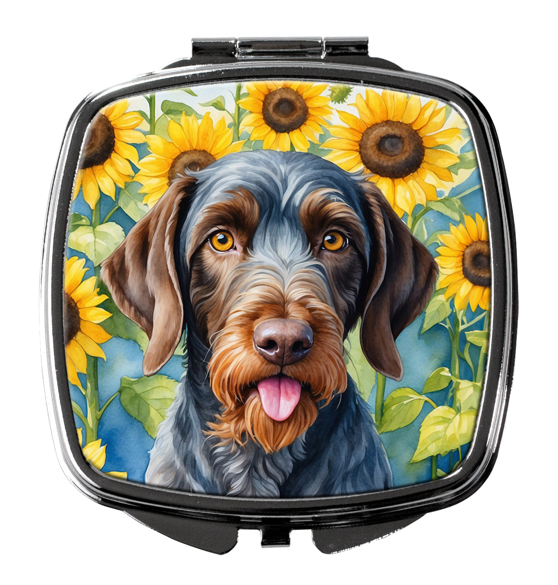 Buy this German Wirehaired Pointer in Sunflowers Compact Mirror