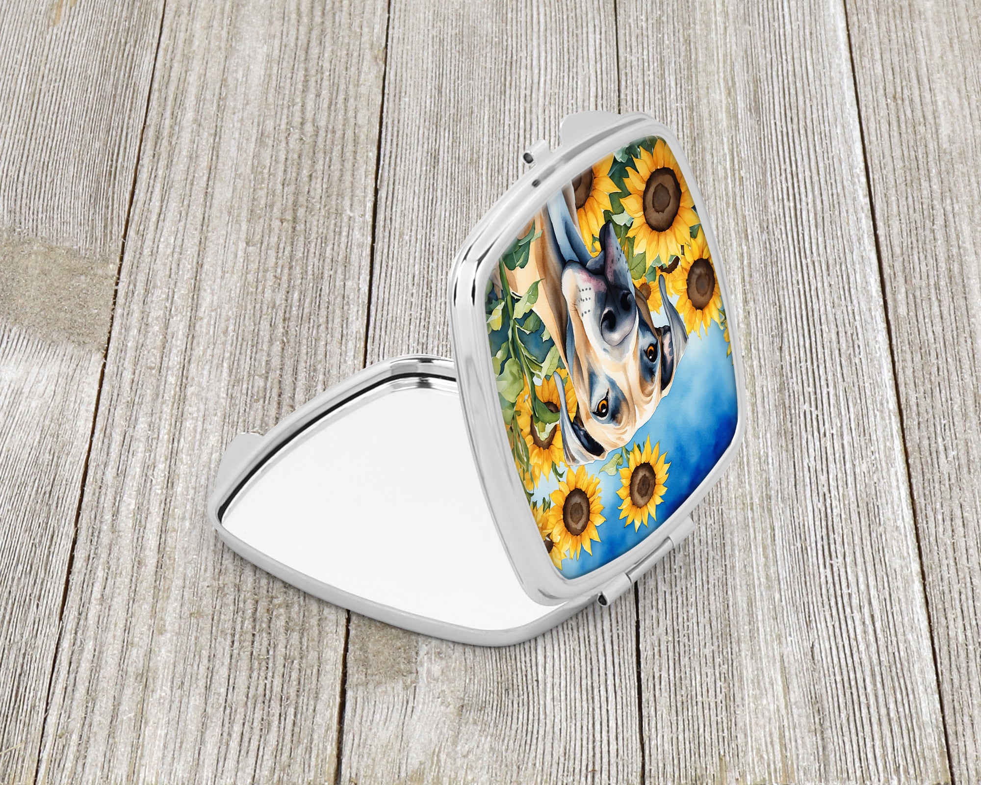 Great Dane in Sunflowers Compact Mirror