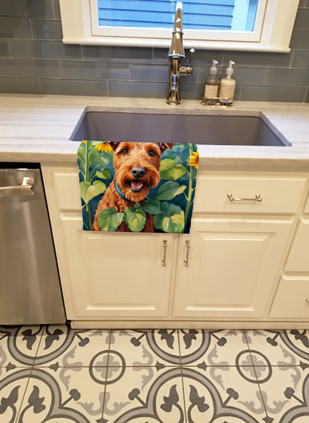 Buy this Irish Terrier in Sunflowers Kitchen Towel