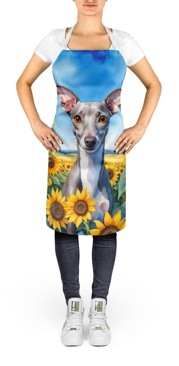 Italian Greyhound in Sunflowers Apron