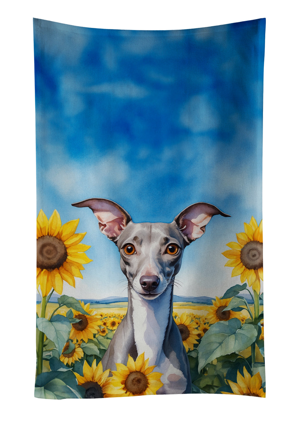 Buy this Italian Greyhound in Sunflowers Kitchen Towel