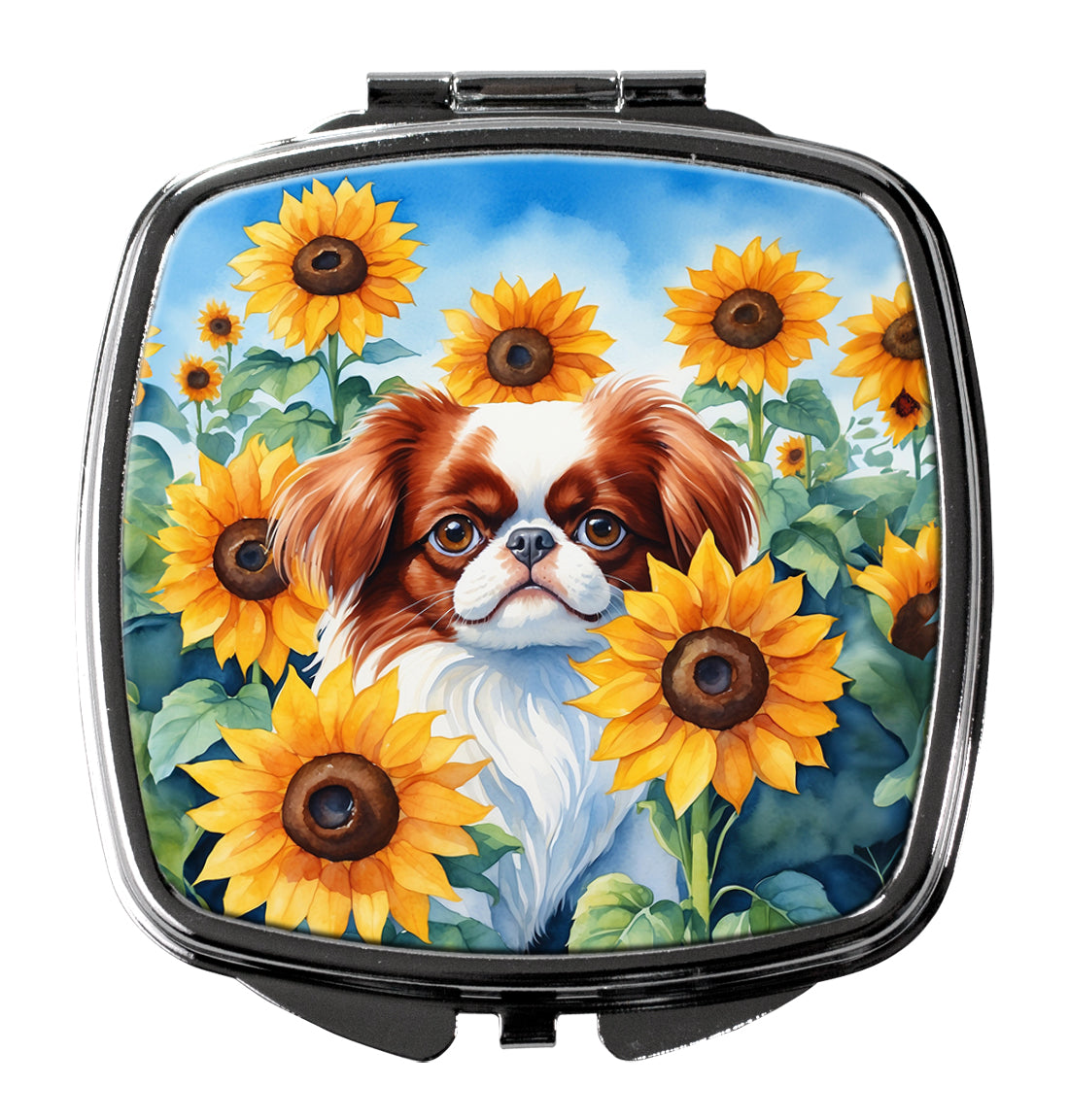 Buy this Japanese Chin in Sunflowers Compact Mirror