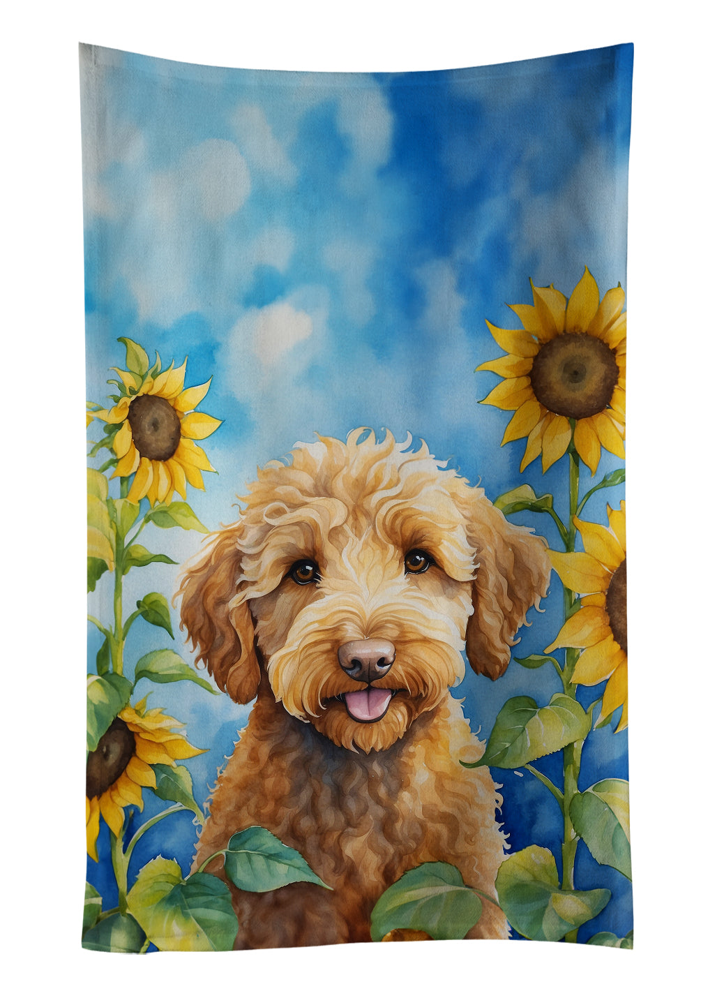 Buy this Labradoodle in Sunflowers Kitchen Towel