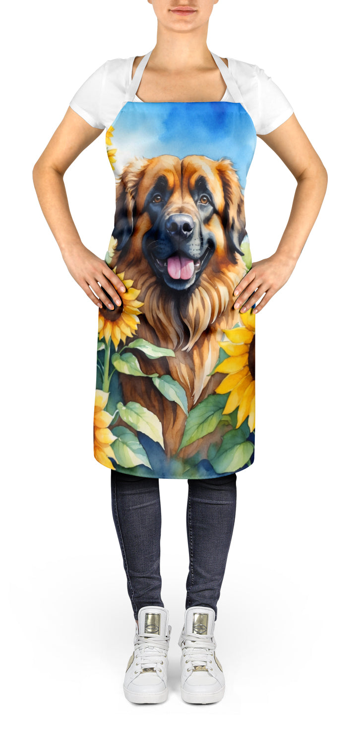 Leonberger in Sunflowers Apron