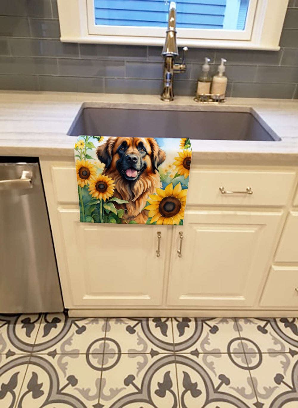 Buy this Leonberger in Sunflowers Kitchen Towel