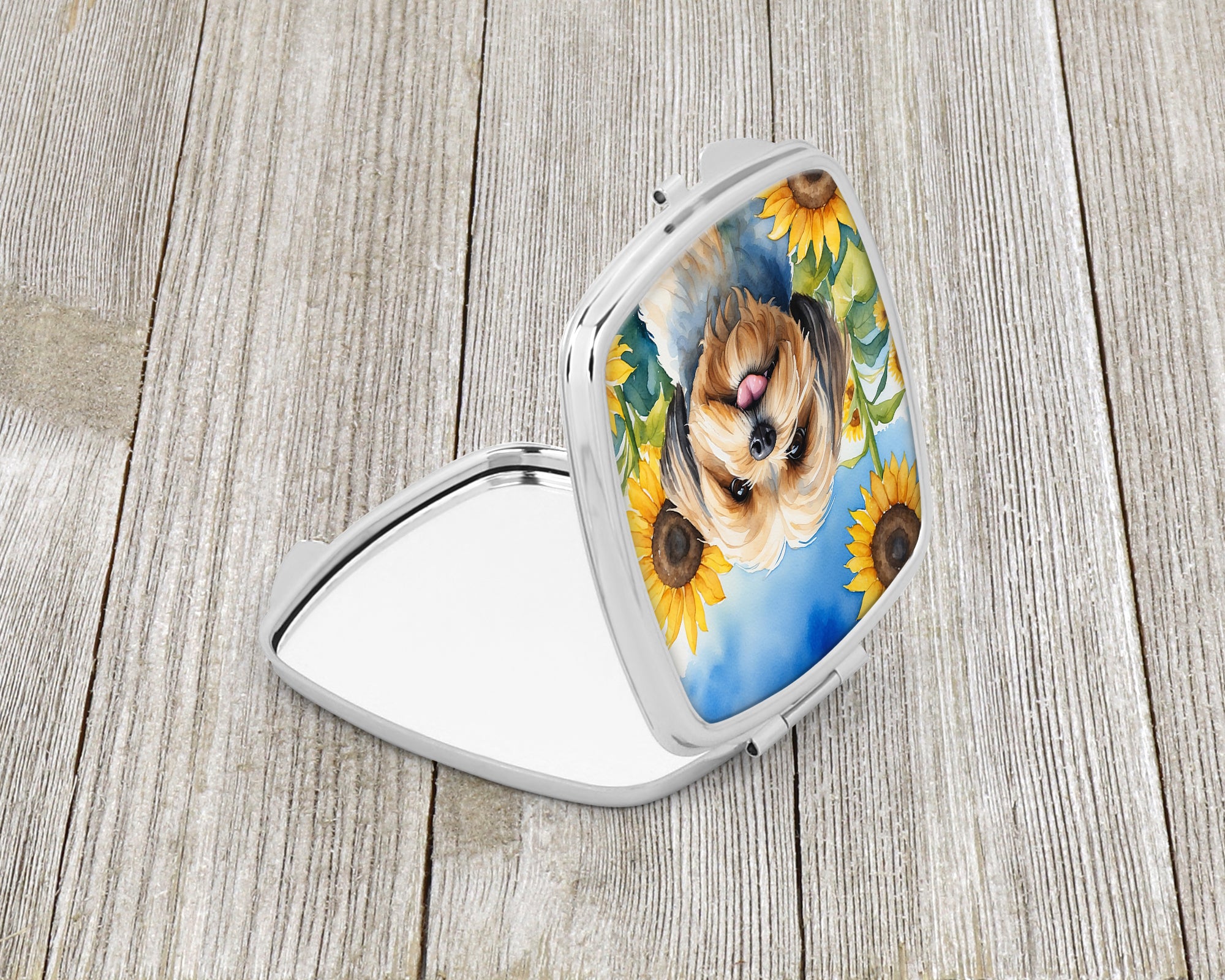 Lhasa Apso in Sunflowers Compact Mirror