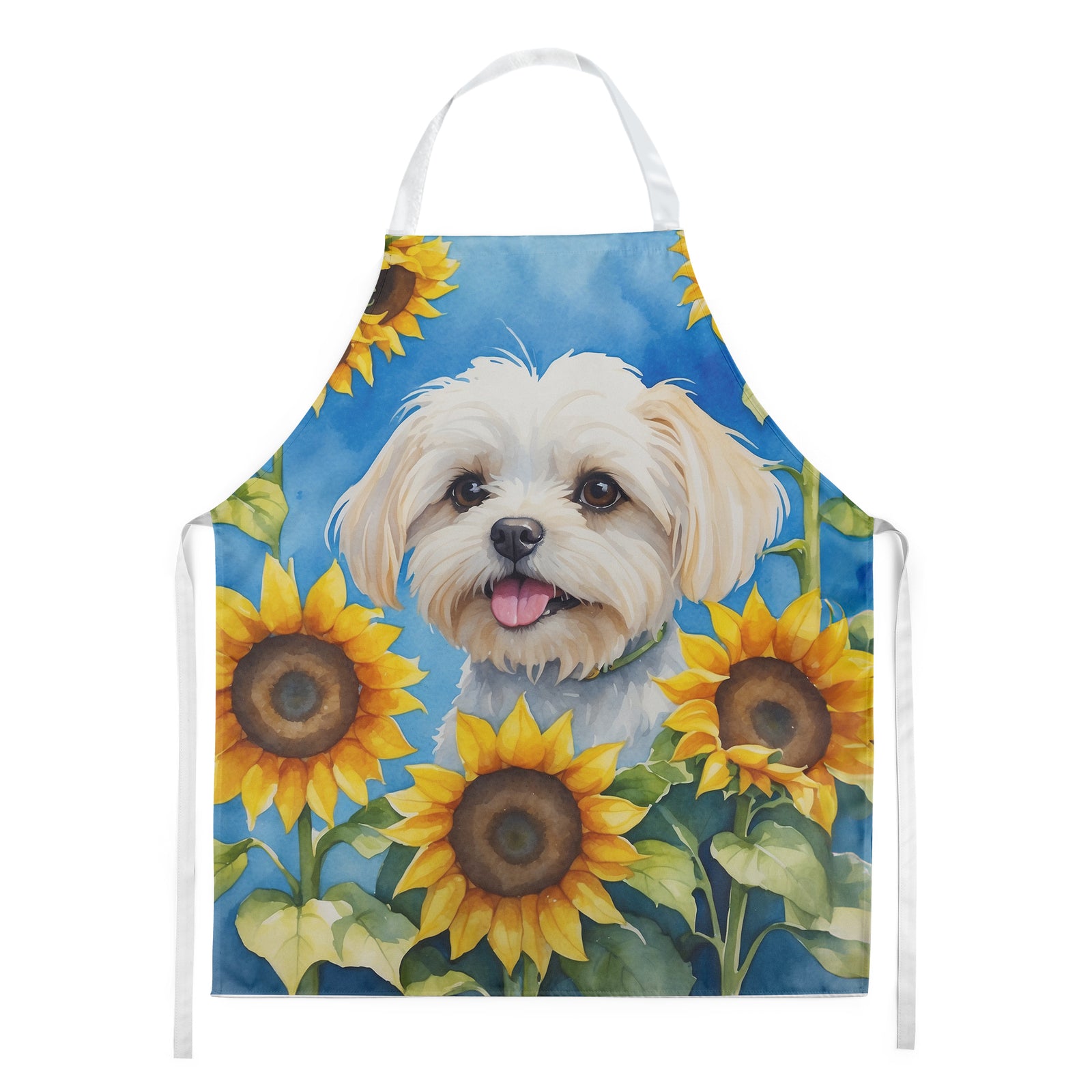 Buy this Maltese in Sunflowers Apron