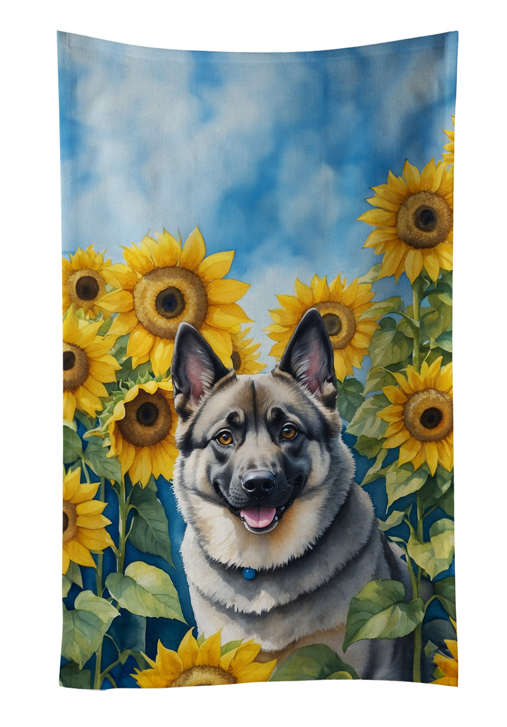 Buy this Norwegian Elkhound in Sunflowers Kitchen Towel