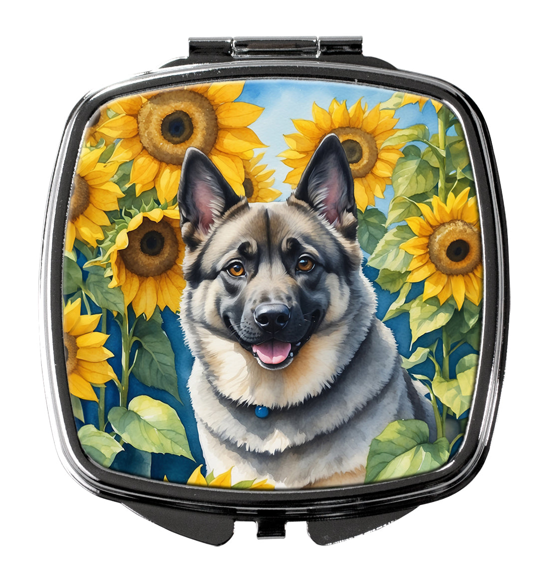 Buy this Norwegian Elkhound in Sunflowers Compact Mirror