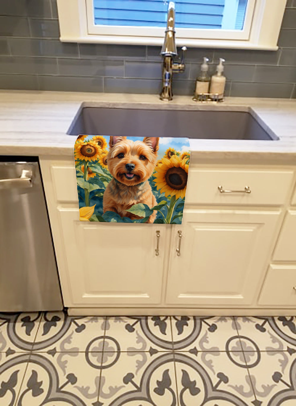 Buy this Norwich Terrier in Sunflowers Kitchen Towel