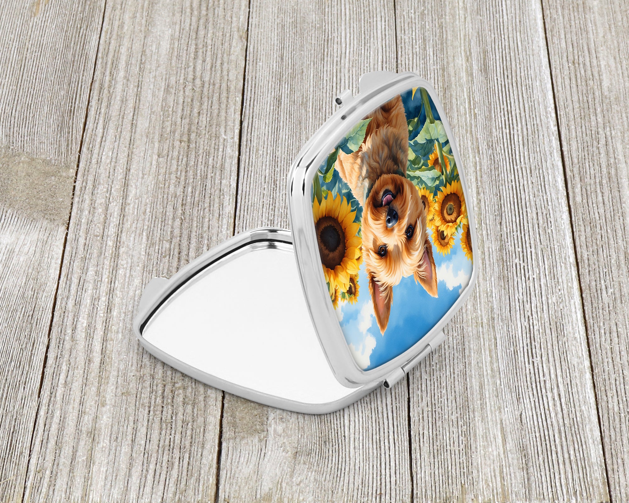 Norwich Terrier in Sunflowers Compact Mirror