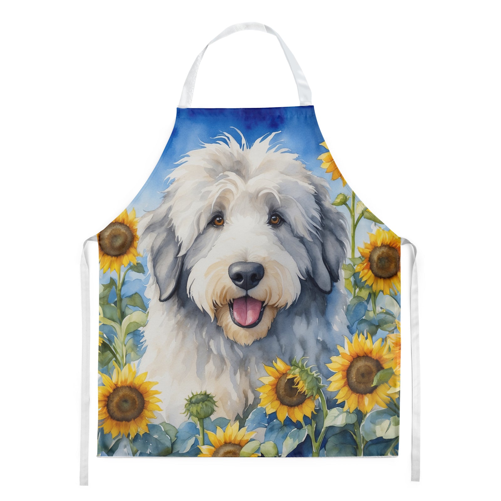 Buy this Old English Sheepdog in Sunflowers Apron