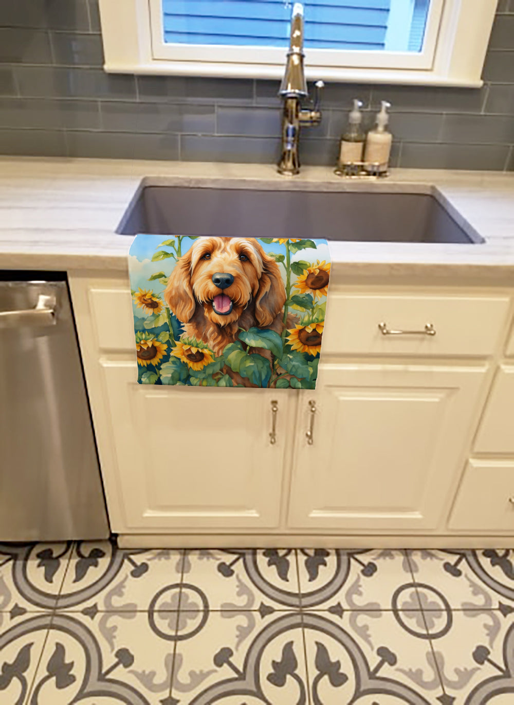 Buy this Otterhound in Sunflowers Kitchen Towel