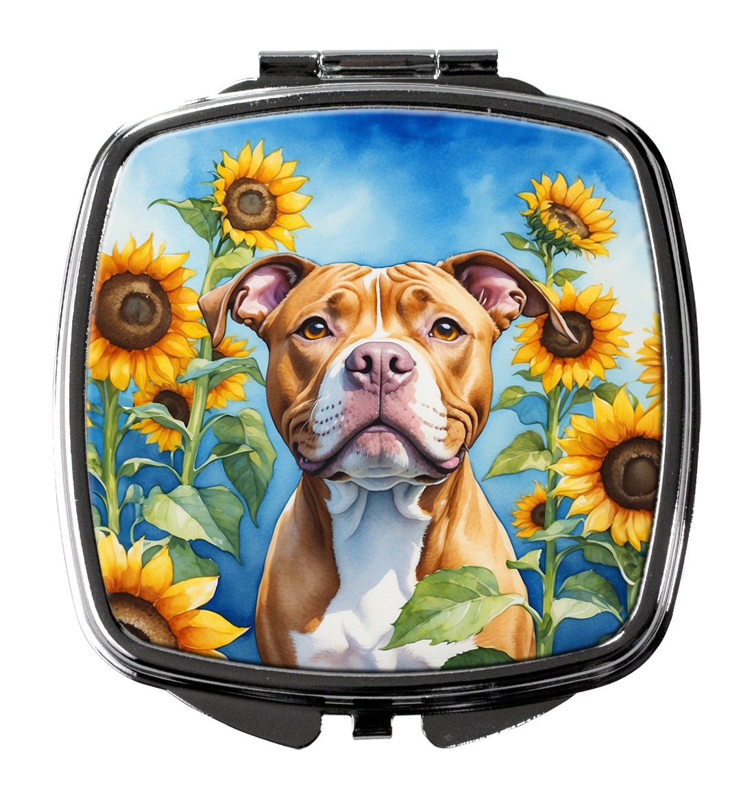 Buy this Pit Bull Terrier in Sunflowers Compact Mirror