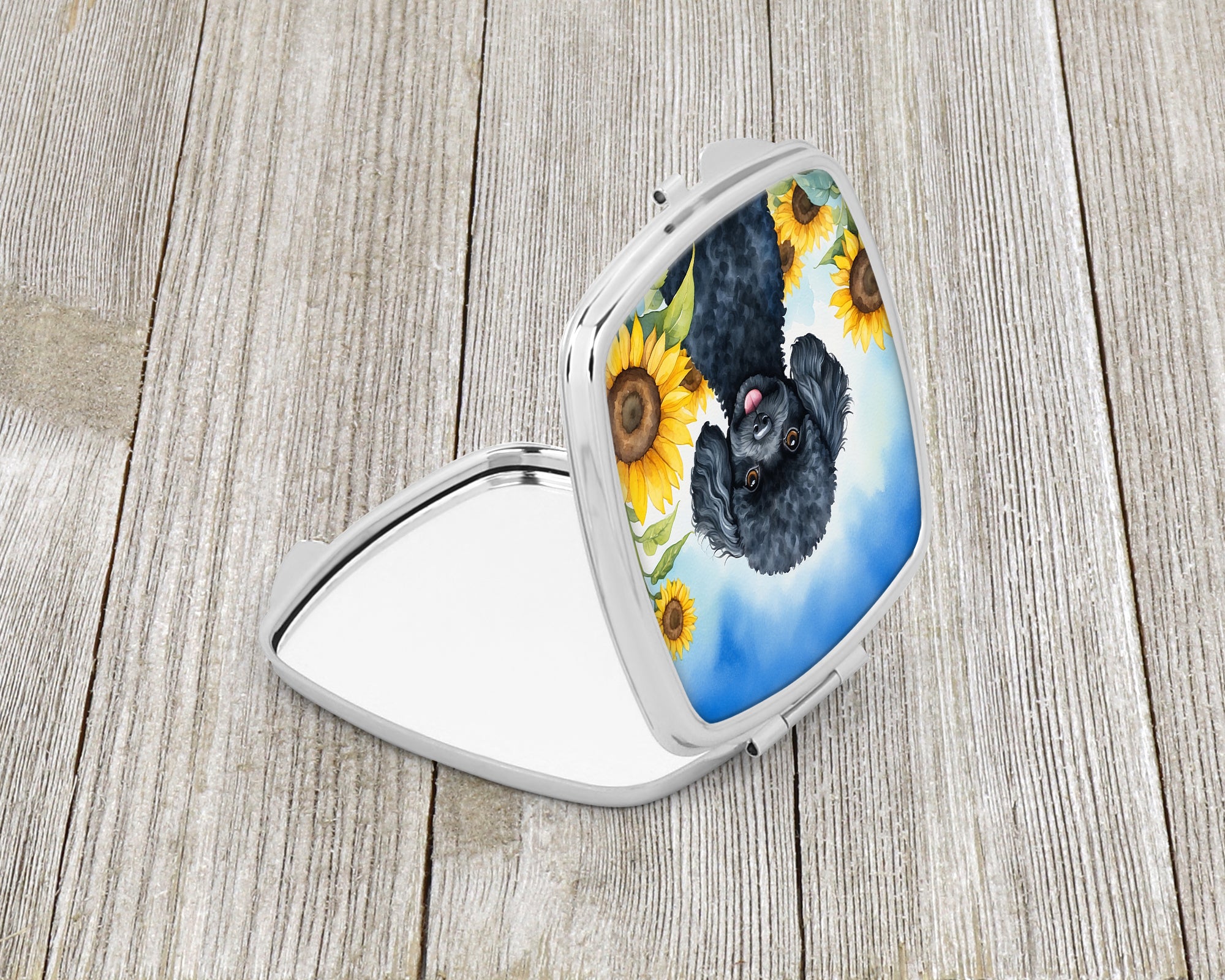Buy this Black Poodle in Sunflowers Compact Mirror