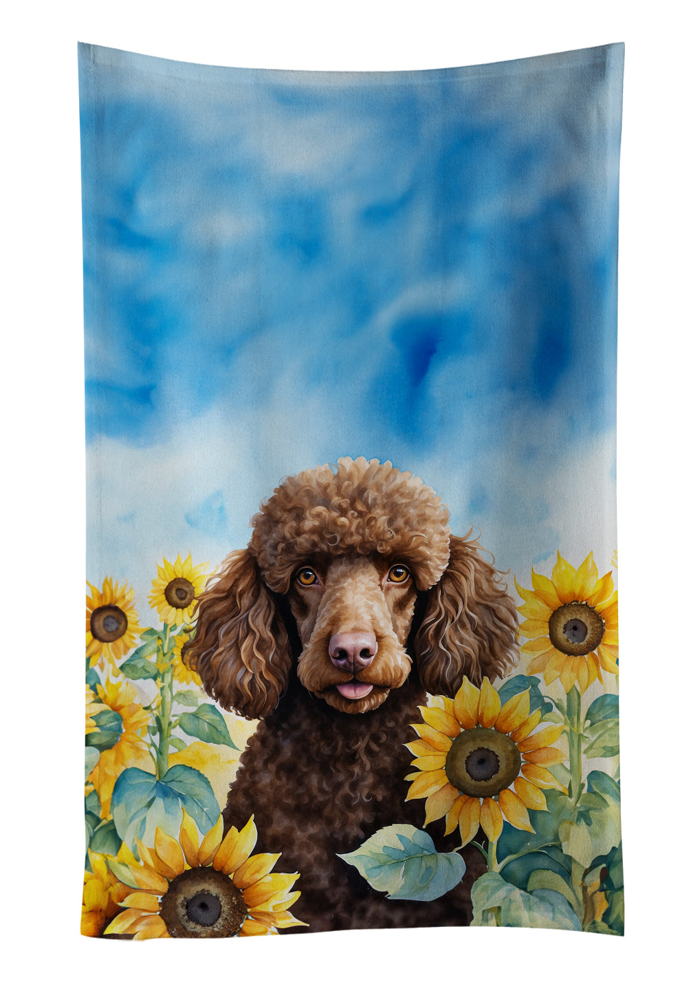 Buy this Chocolate Poodle in Sunflowers Kitchen Towel