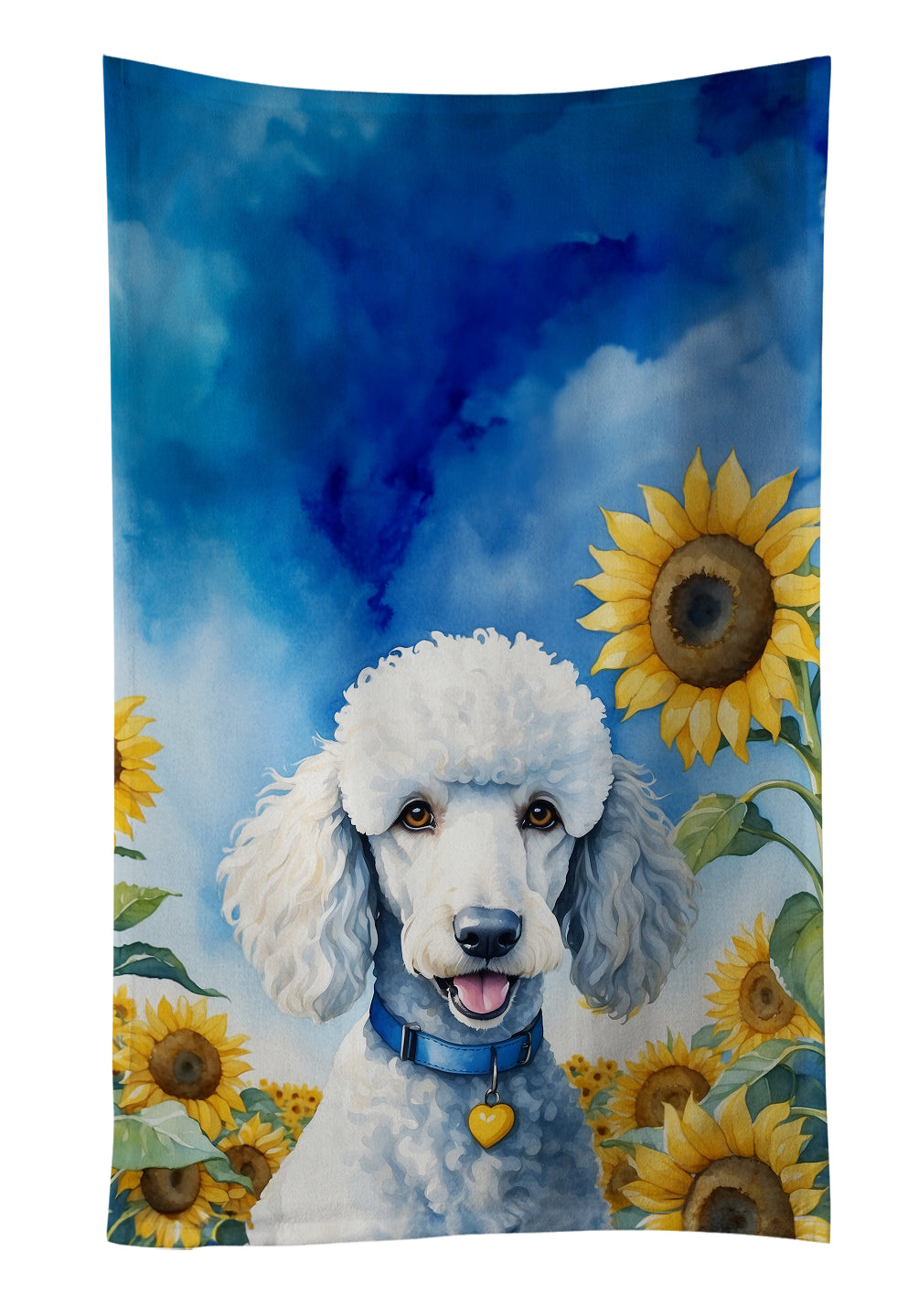 Buy this White Poodle in Sunflowers Kitchen Towel