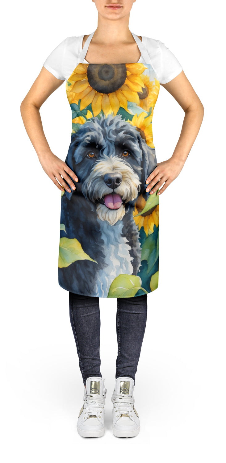 Portuguese Water Dog in Sunflowers Apron