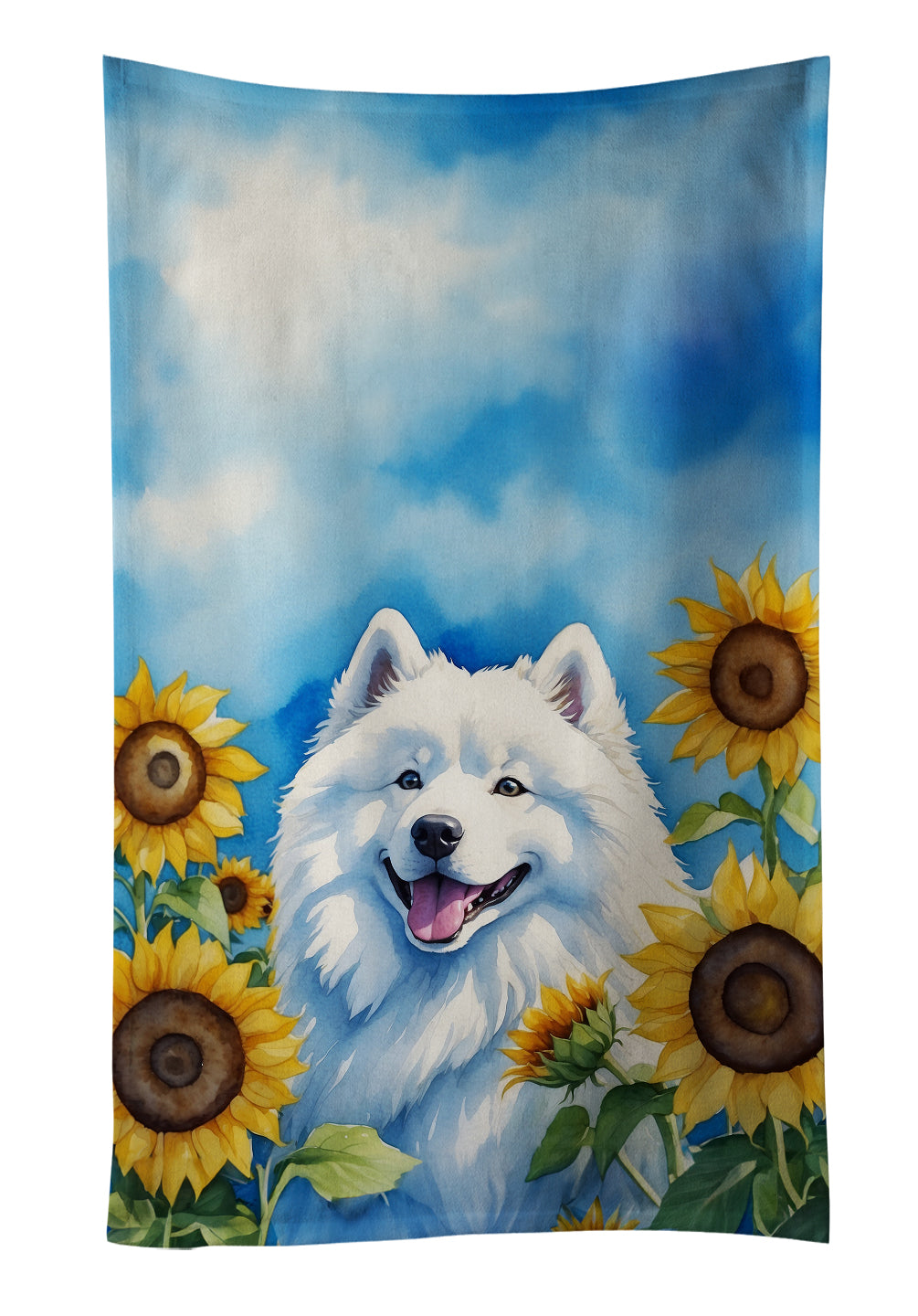 Buy this Samoyed in Sunflowers Kitchen Towel