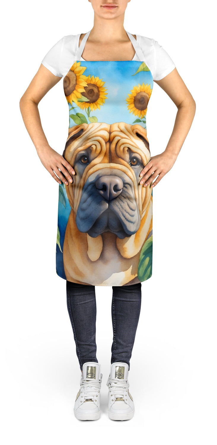 Buy this Shar Pei in Sunflowers Apron