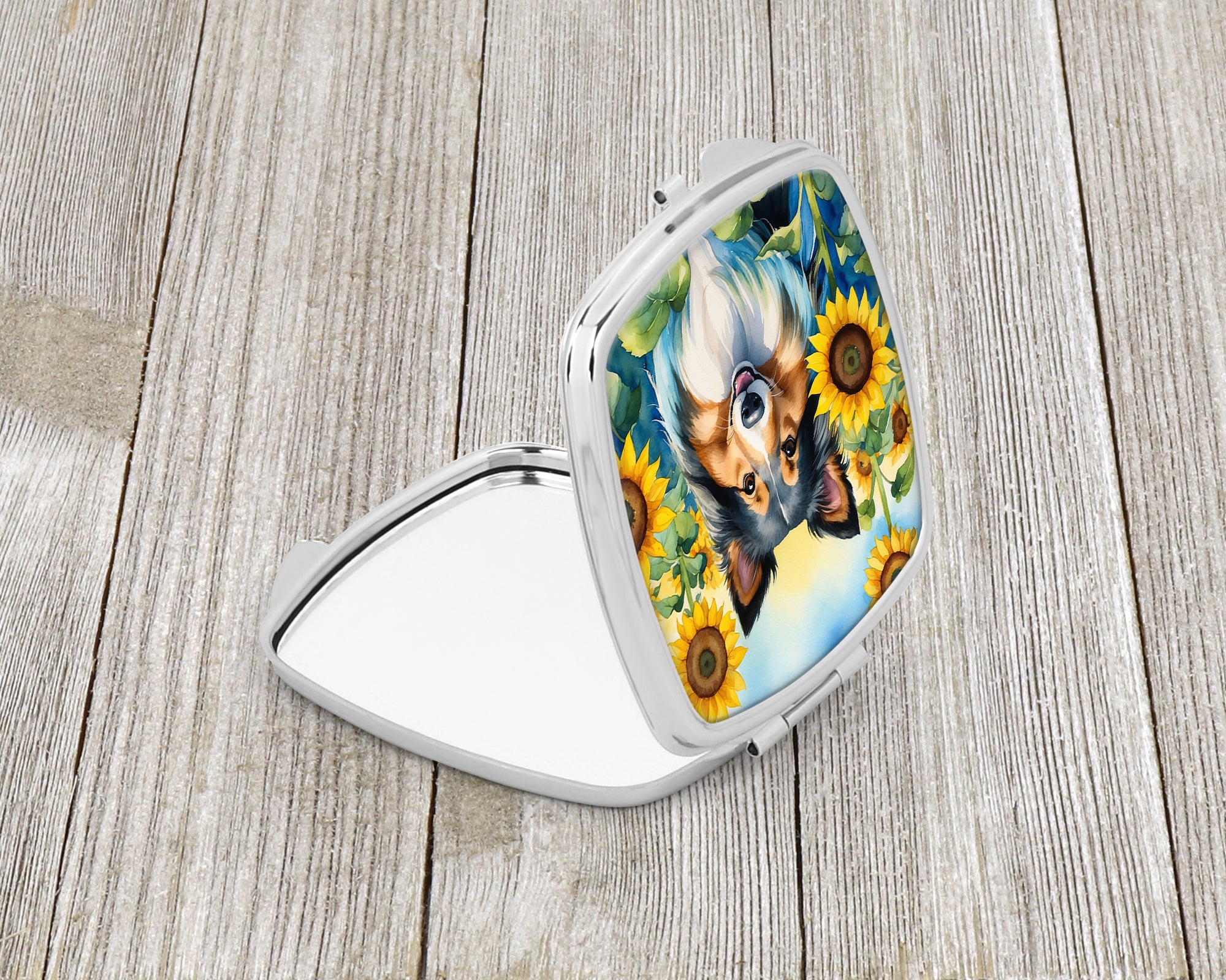Buy this Sheltie in Sunflowers Compact Mirror