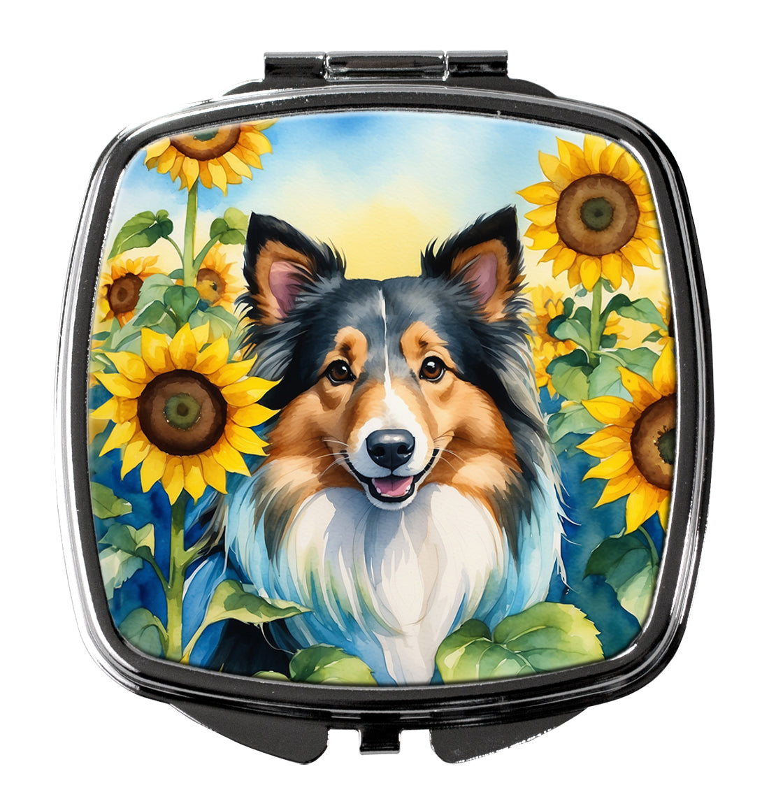 Buy this Sheltie in Sunflowers Compact Mirror