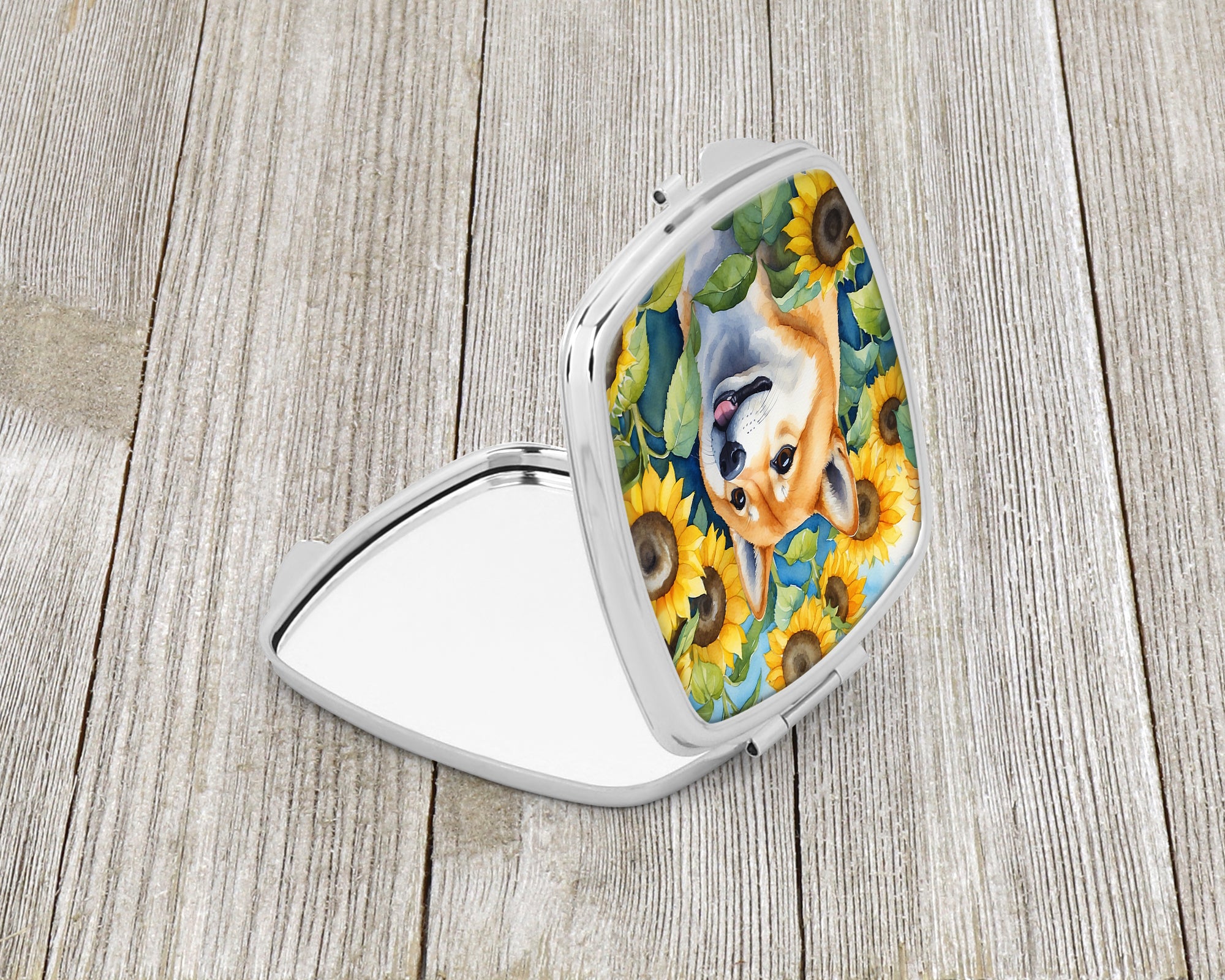 Buy this Shiba Inu in Sunflowers Compact Mirror
