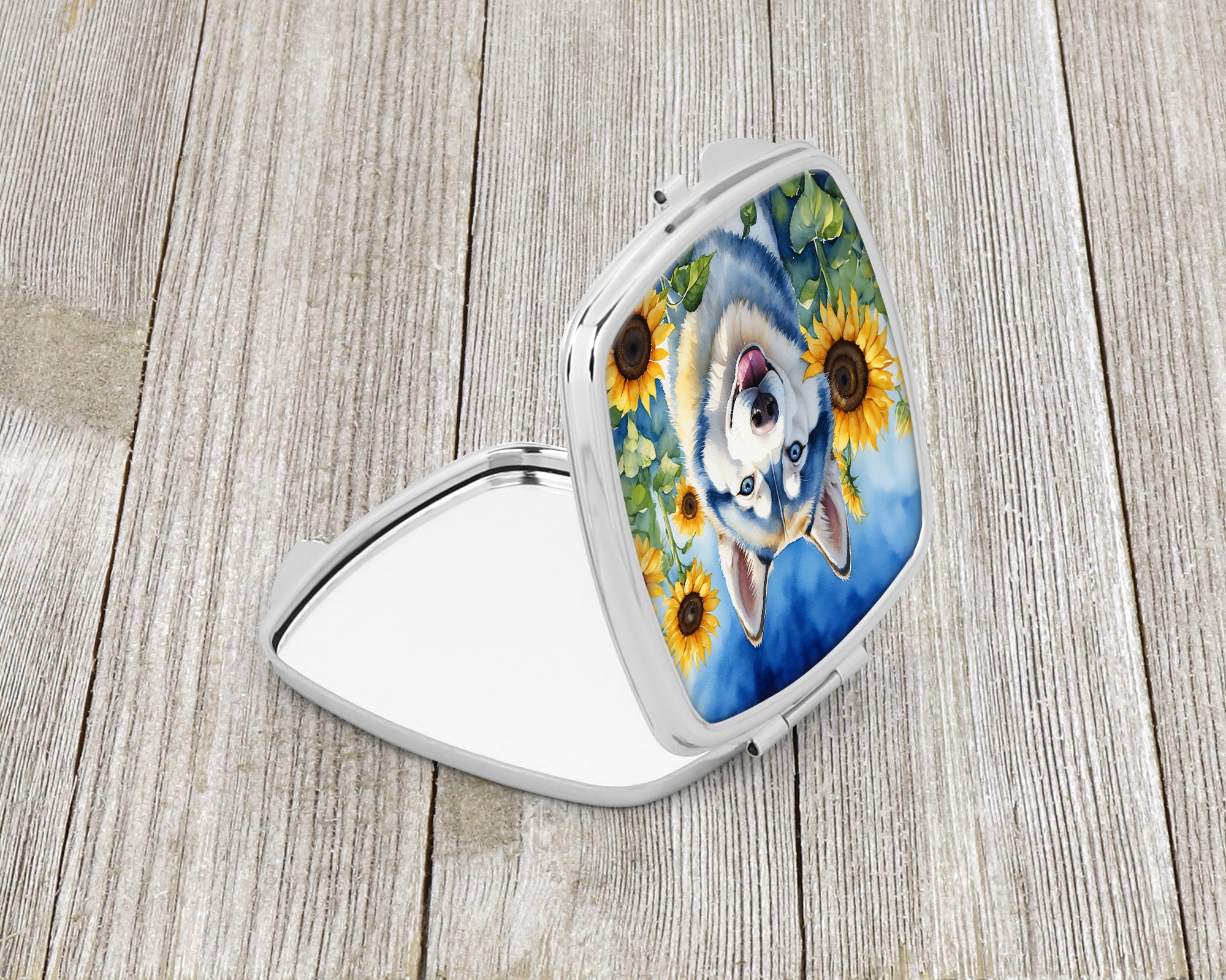 Buy this Siberian Husky in Sunflowers Compact Mirror