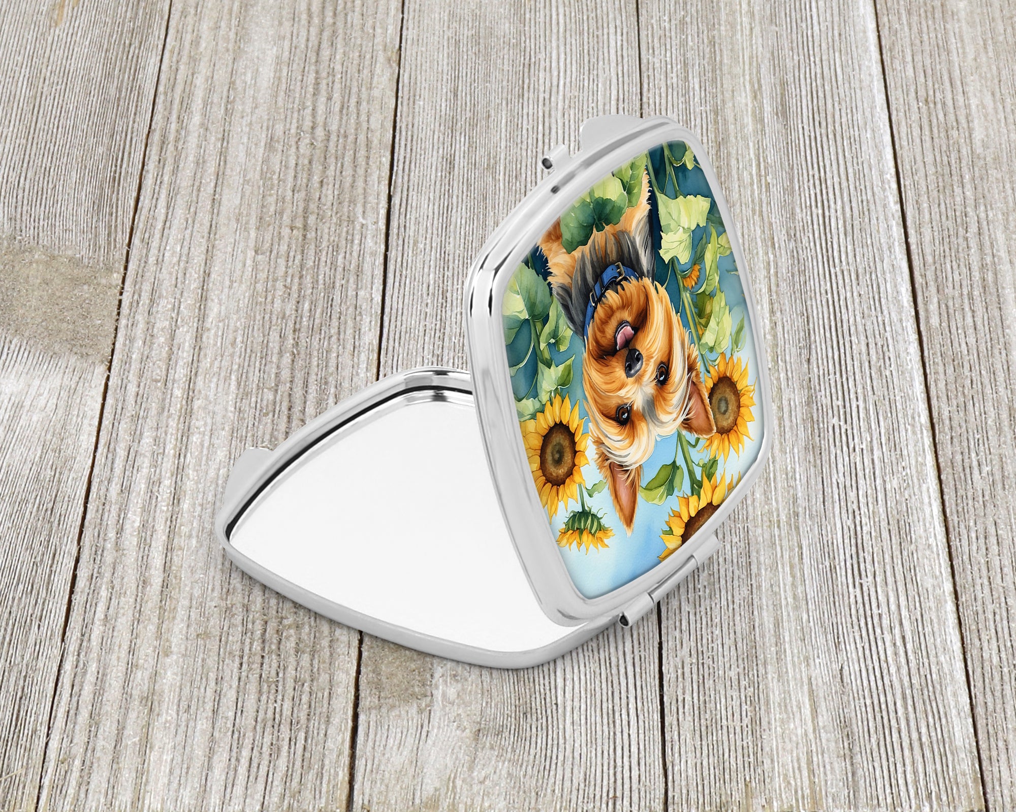 Buy this Silky Terrier in Sunflowers Compact Mirror