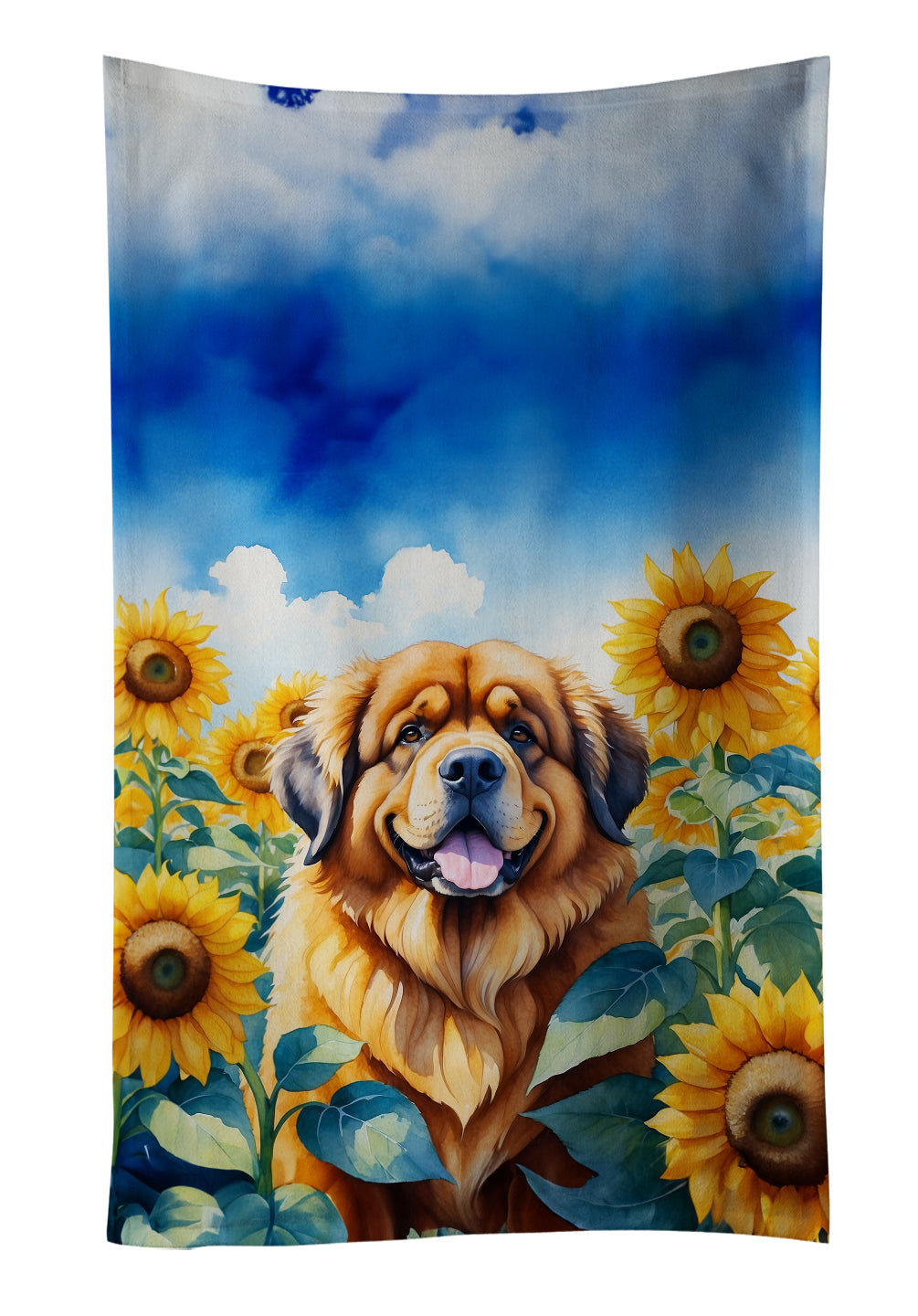 Buy this Tibetan Mastiff in Sunflowers Kitchen Towel
