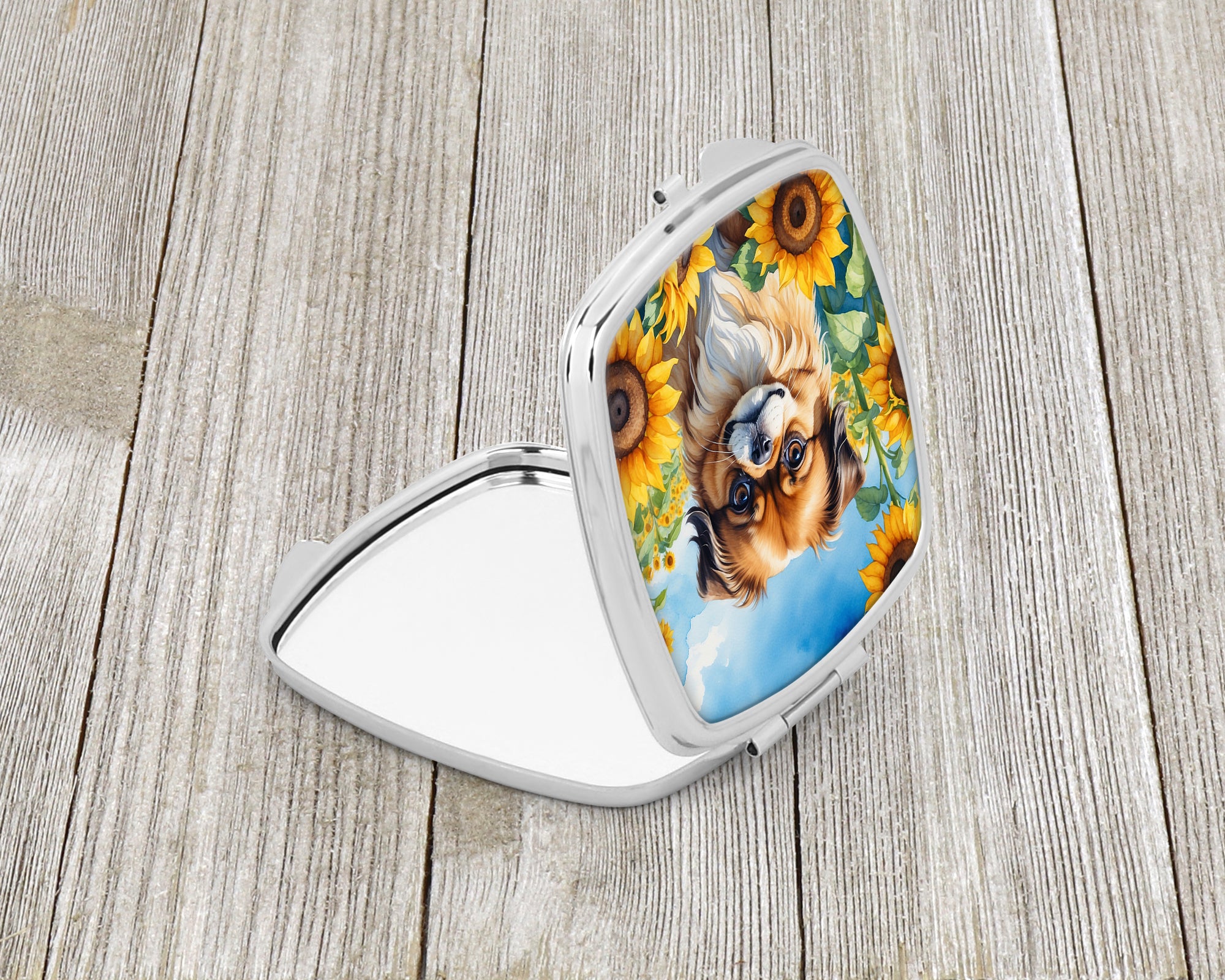 Buy this Tibetan Spaniel in Sunflowers Compact Mirror