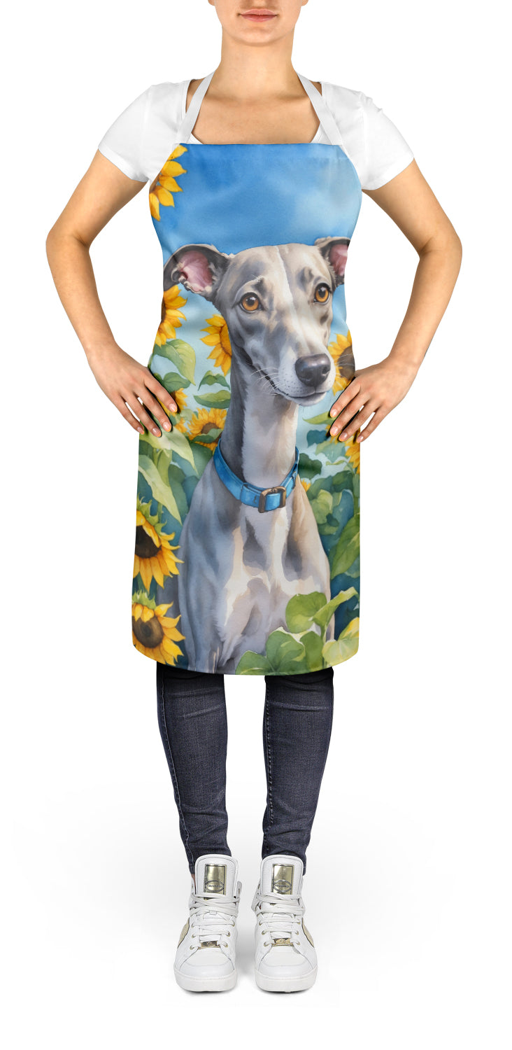 Whippet in Sunflowers Apron