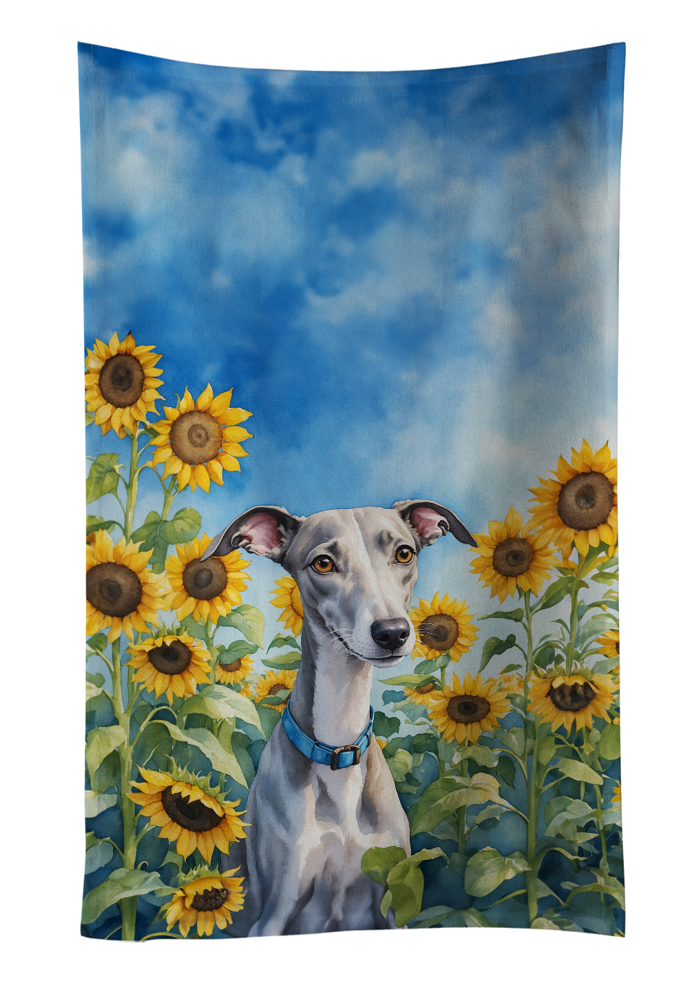 Buy this Whippet in Sunflowers Kitchen Towel