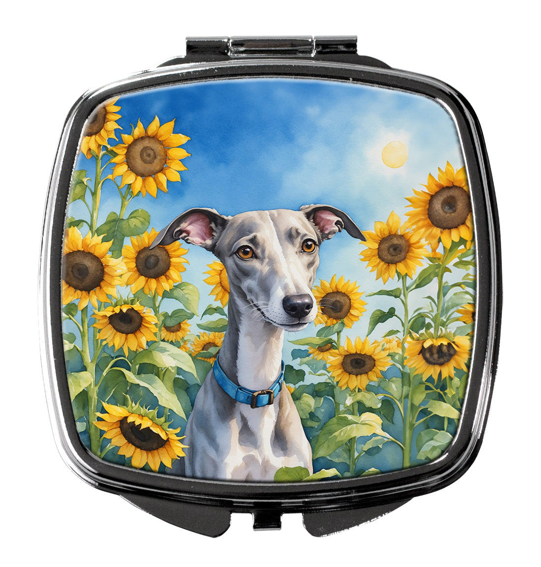 Buy this Whippet in Sunflowers Compact Mirror