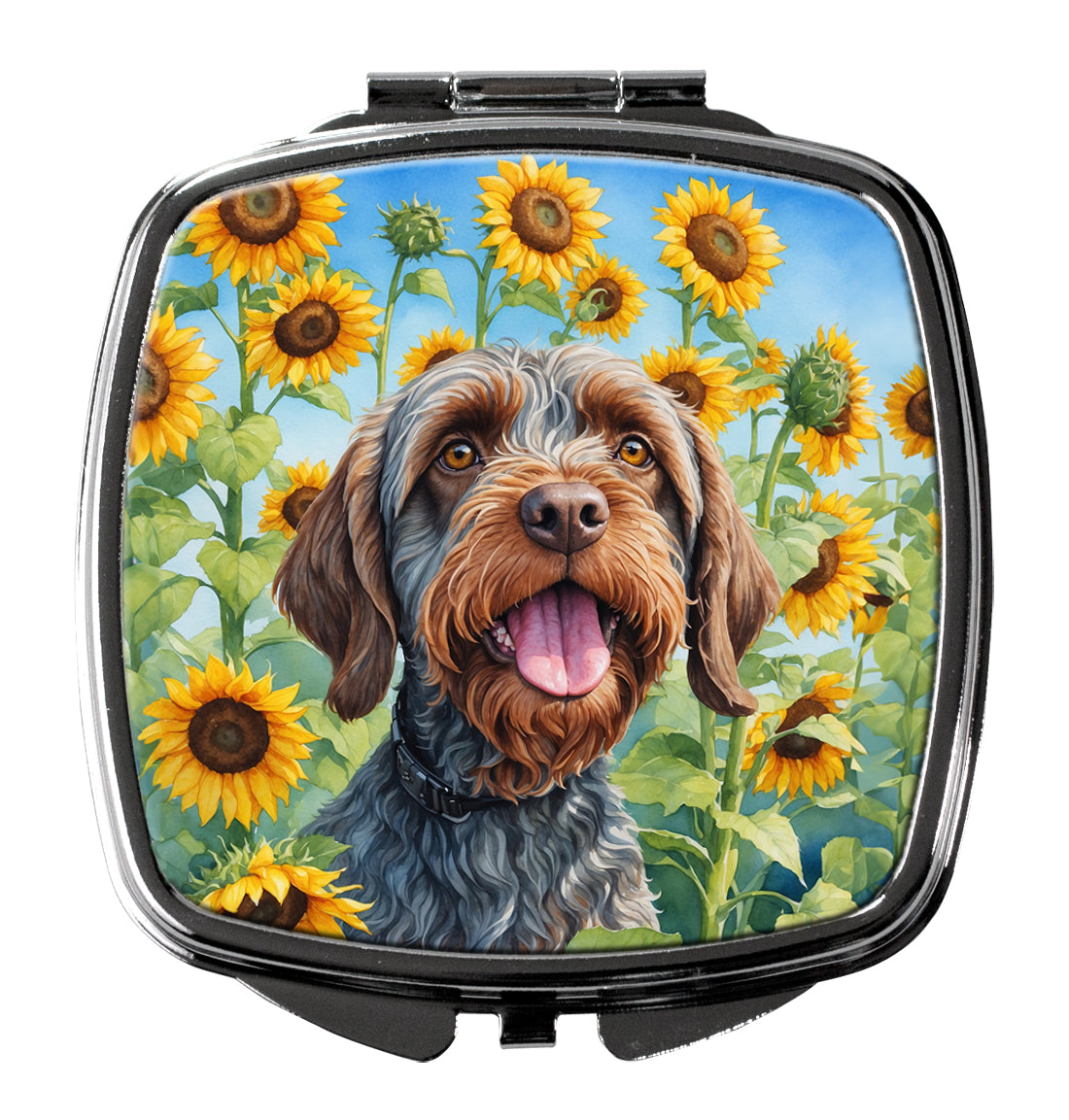 Buy this Wirehaired Pointing Griffon in Sunflowers Compact Mirror