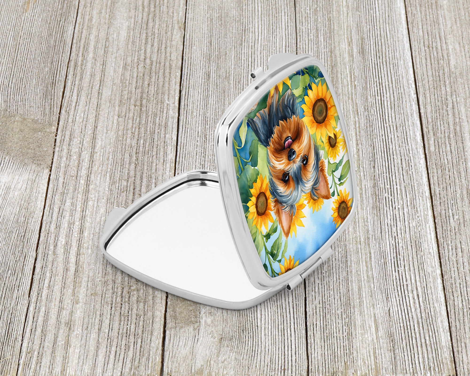 Yorkshire Terrier in Sunflowers Compact Mirror