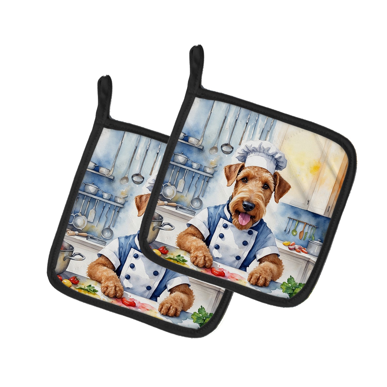 Buy this Airedale Terrier The Chef Pair of Pot Holders