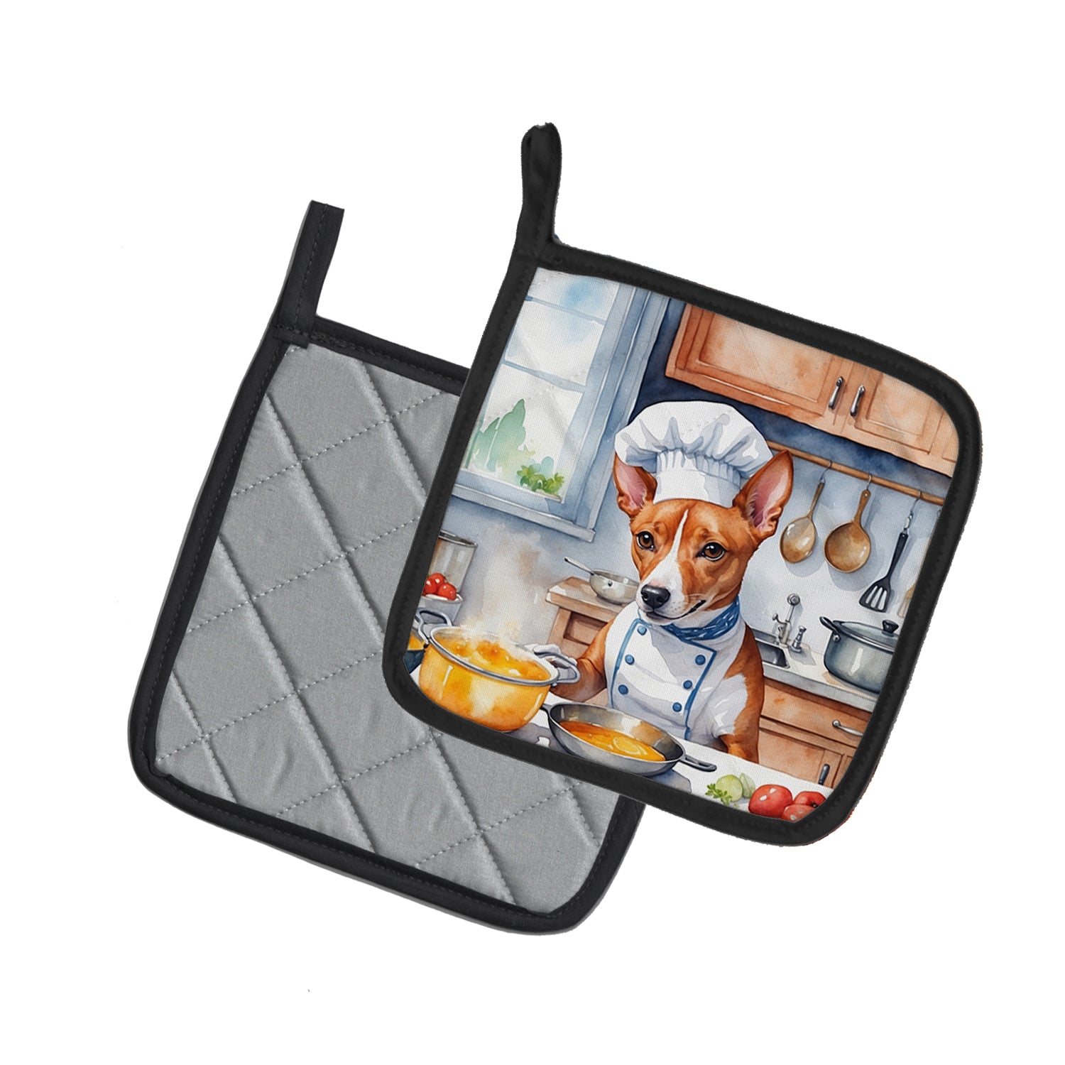 Buy this Basenji The Chef Pair of Pot Holders