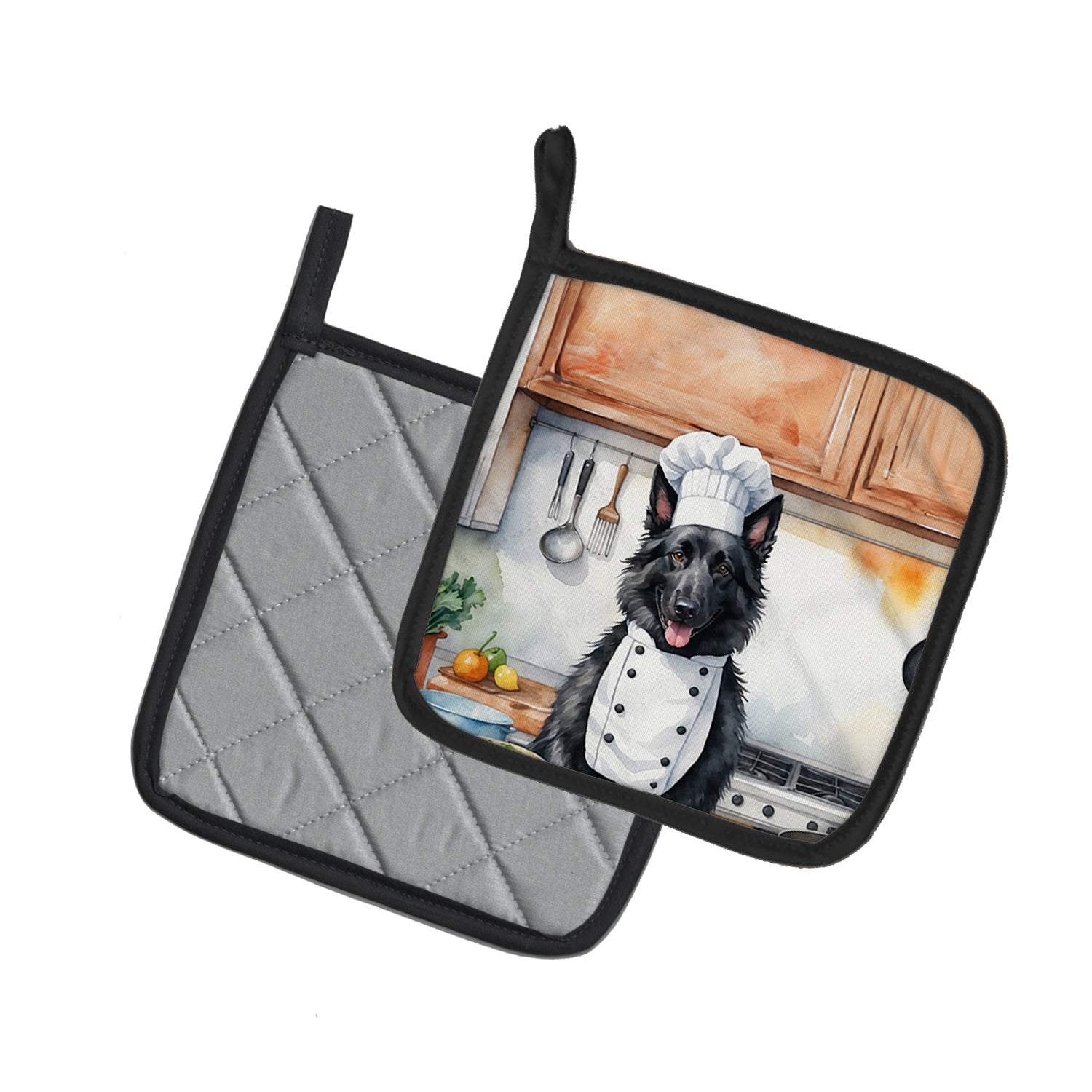 Belgian Sheepdog The Chef Pair of Pot Holders