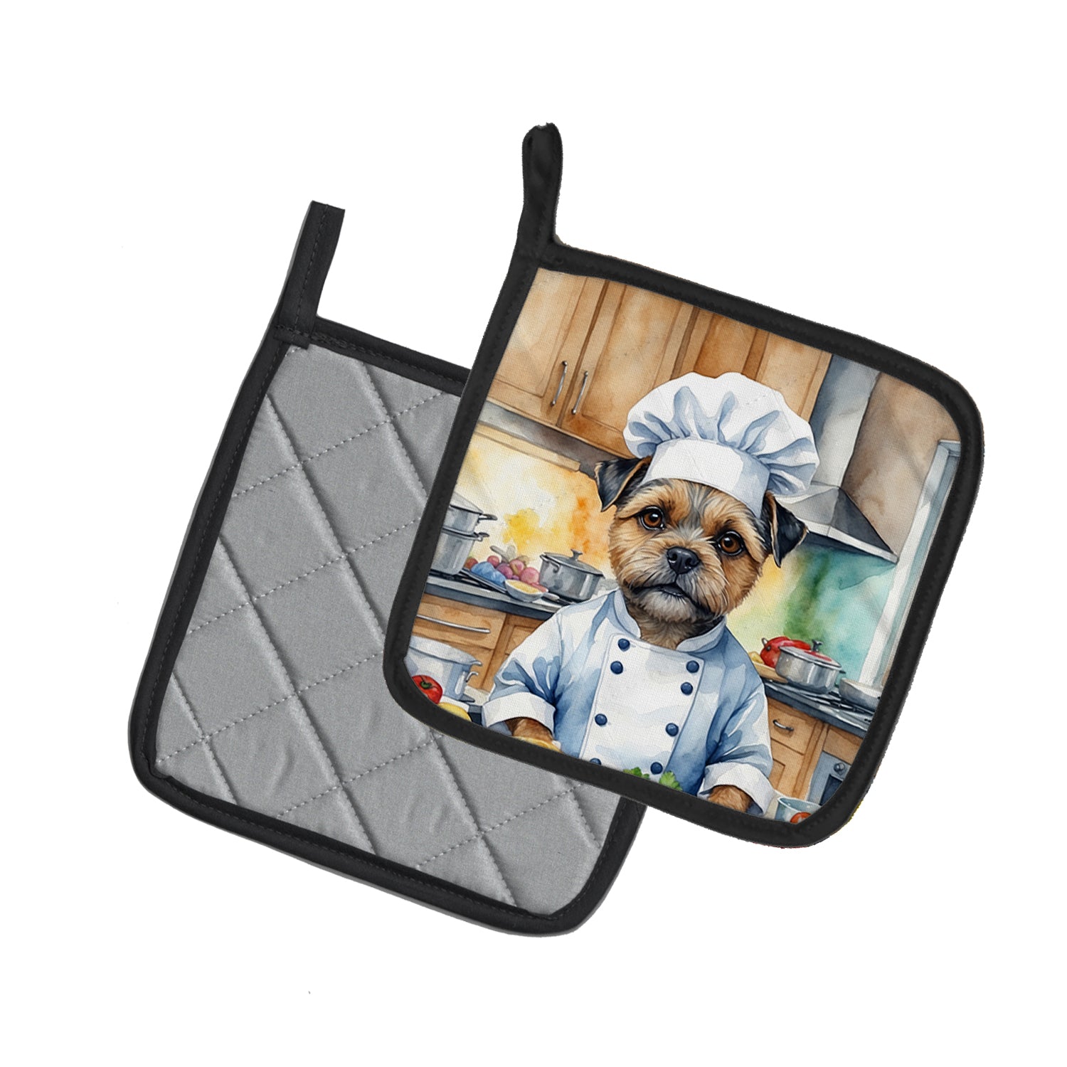 Buy this Border Terrier The Chef Pair of Pot Holders