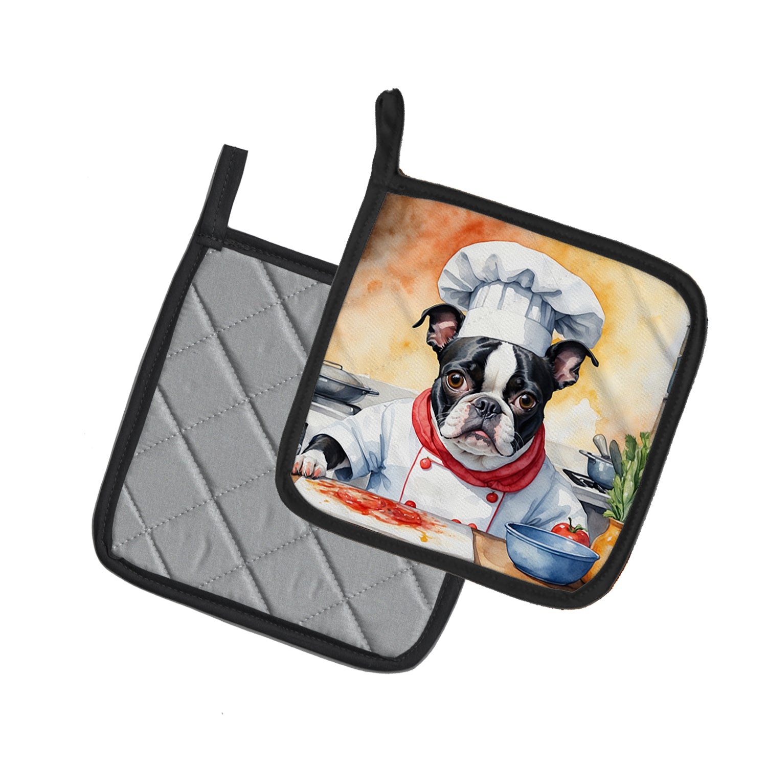 Buy this Boston Terrier The Chef Pair of Pot Holders