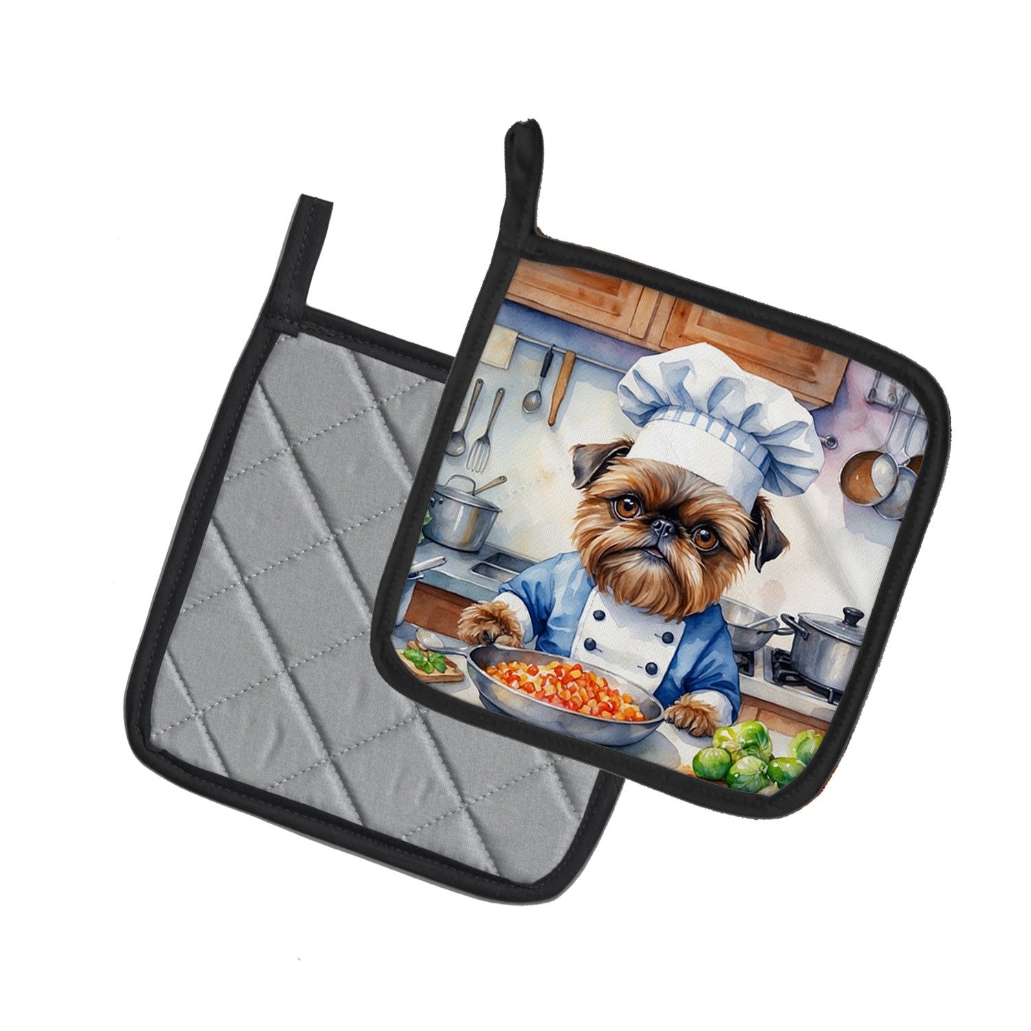 Brussels Griffon The Chef Pair of Pot Holders