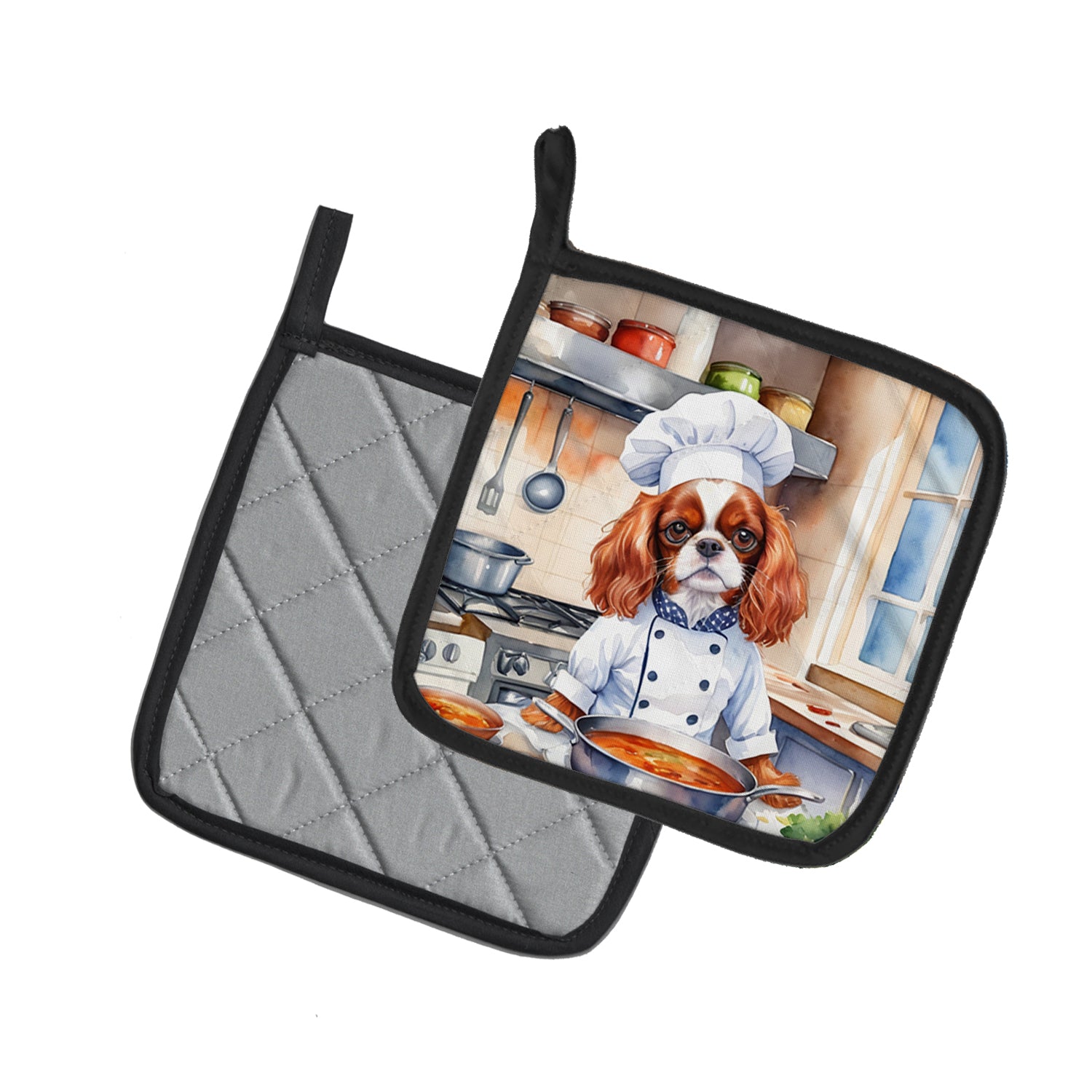Cavalier Spaniel The Chef Pair of Pot Holders